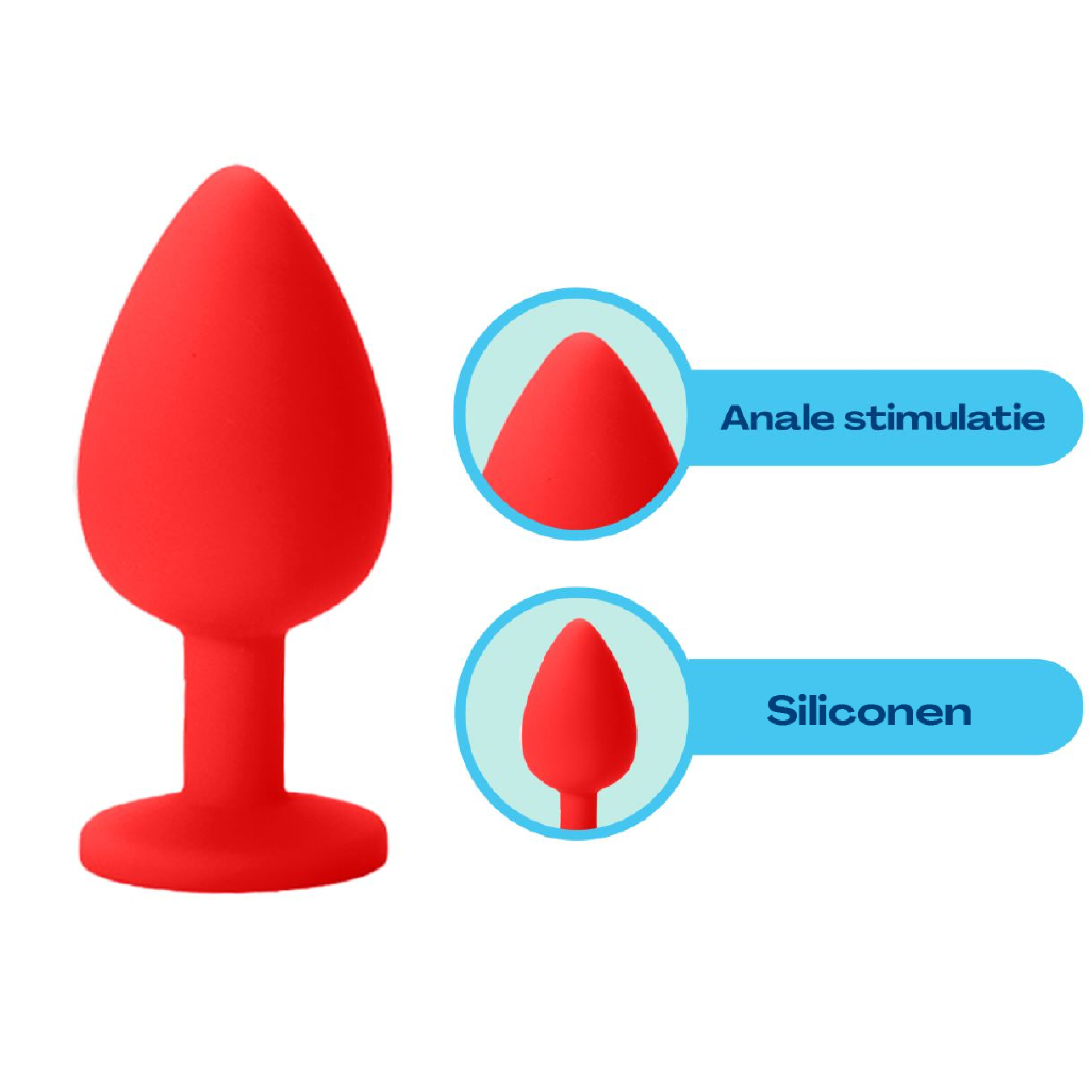 Butt plug set van 3 diamant rood uitleg