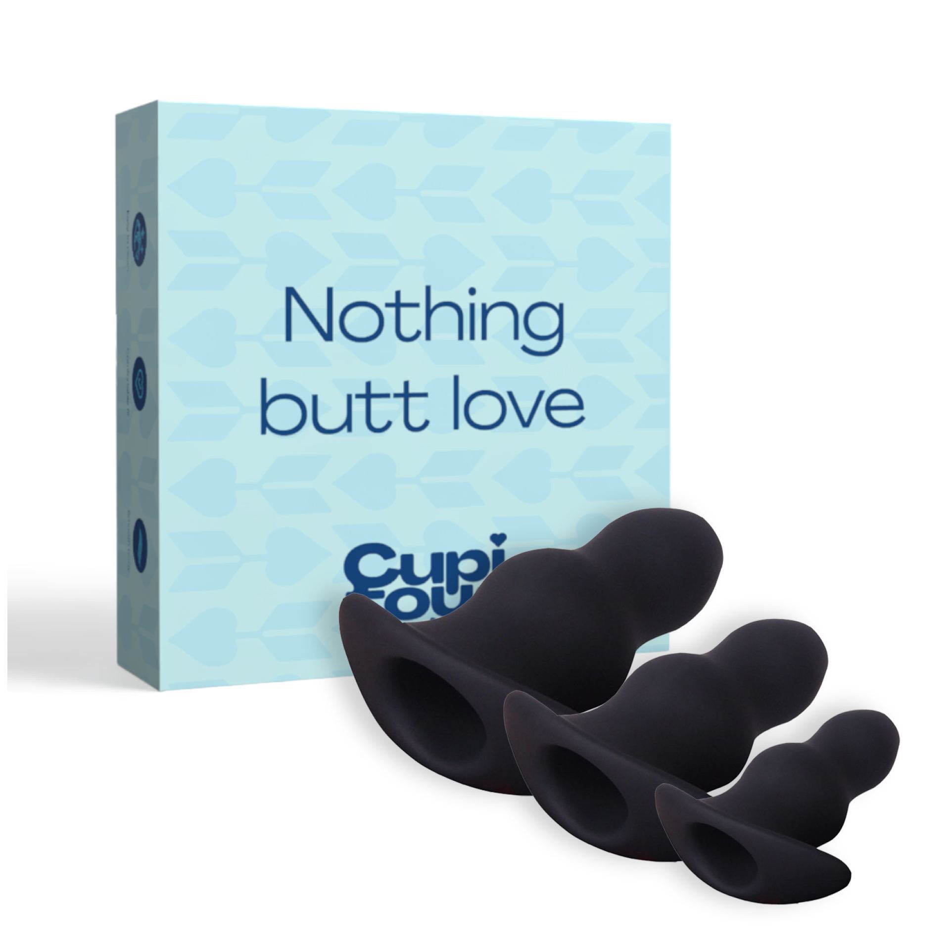 Siliconen anale tunnel set zwart