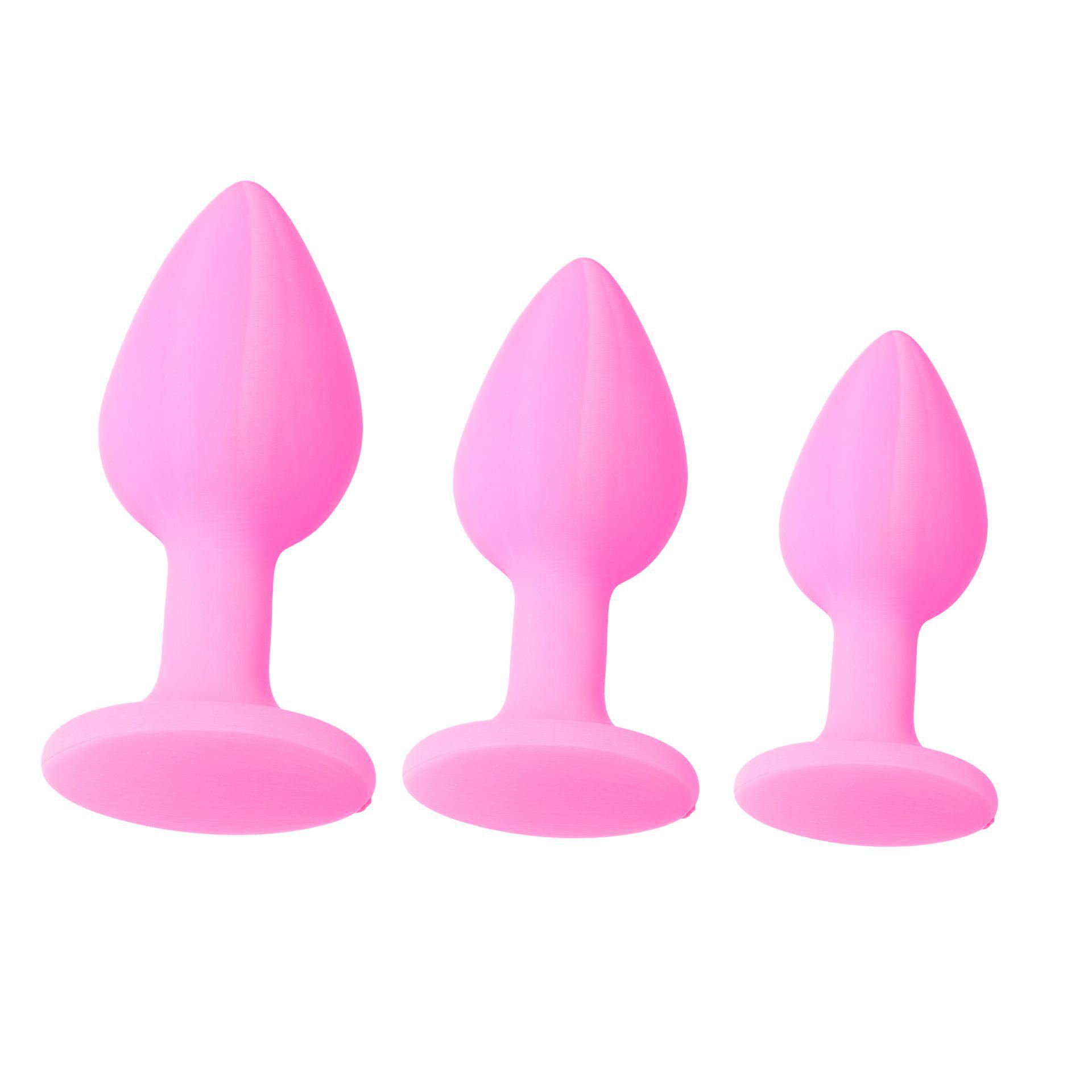 Buttplug set groot roze glow in the dark foto