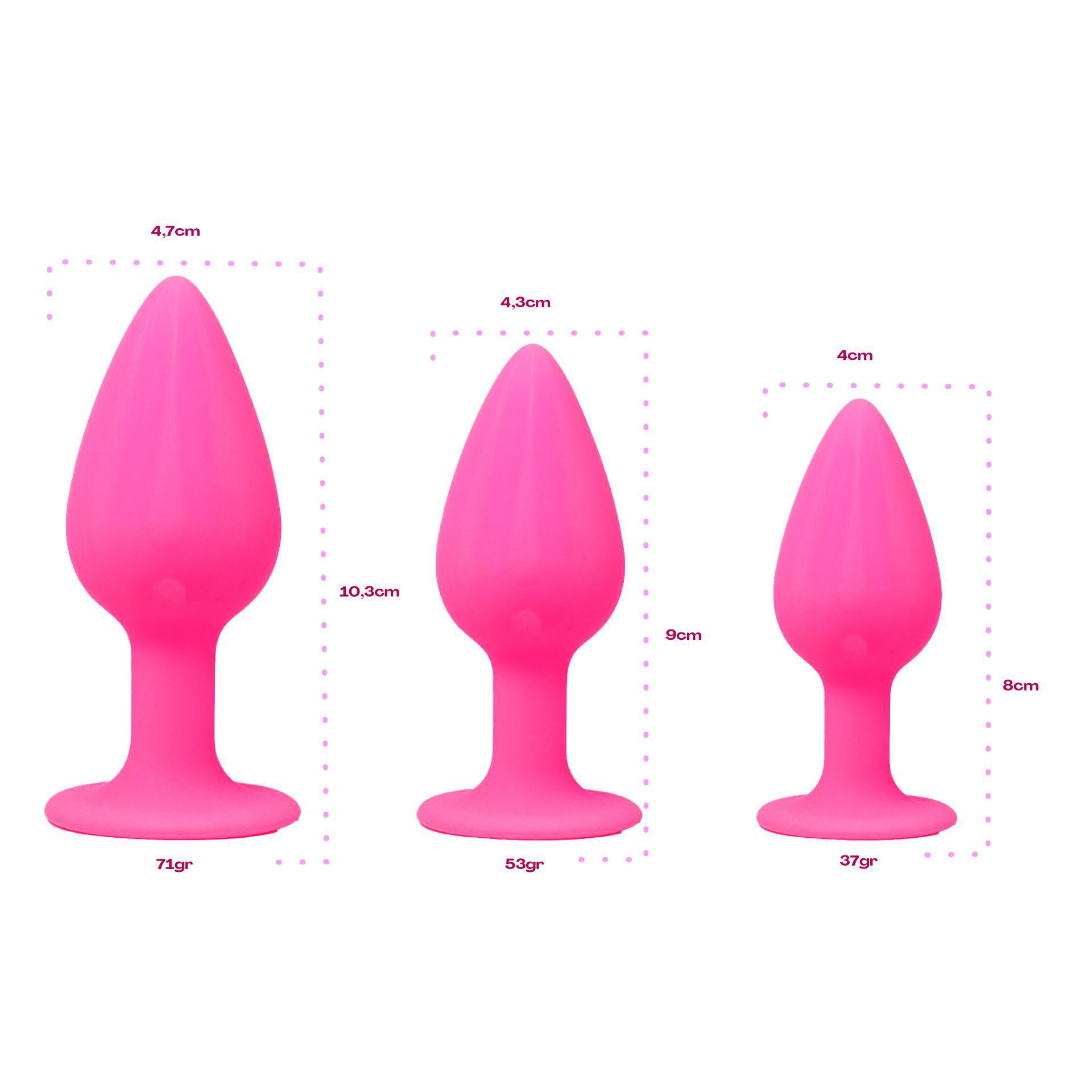 Siliconen buttplug set groot roze maten
