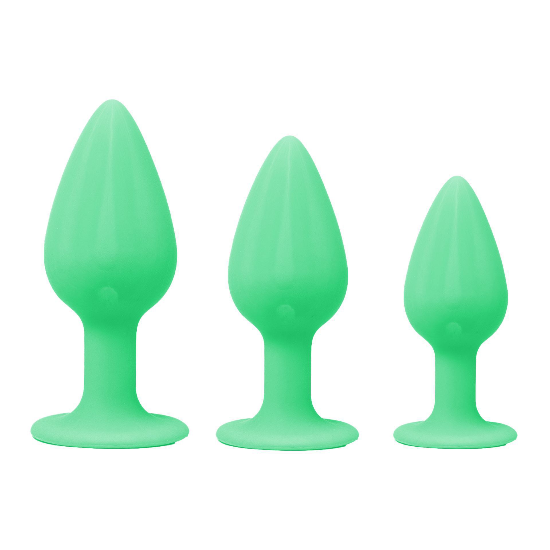 Butplugg set groot groen glow in the dark