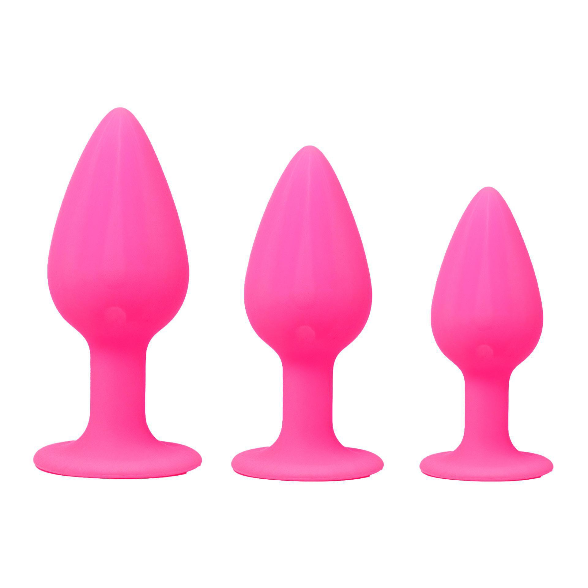 Siliconen buttplug set medium roze