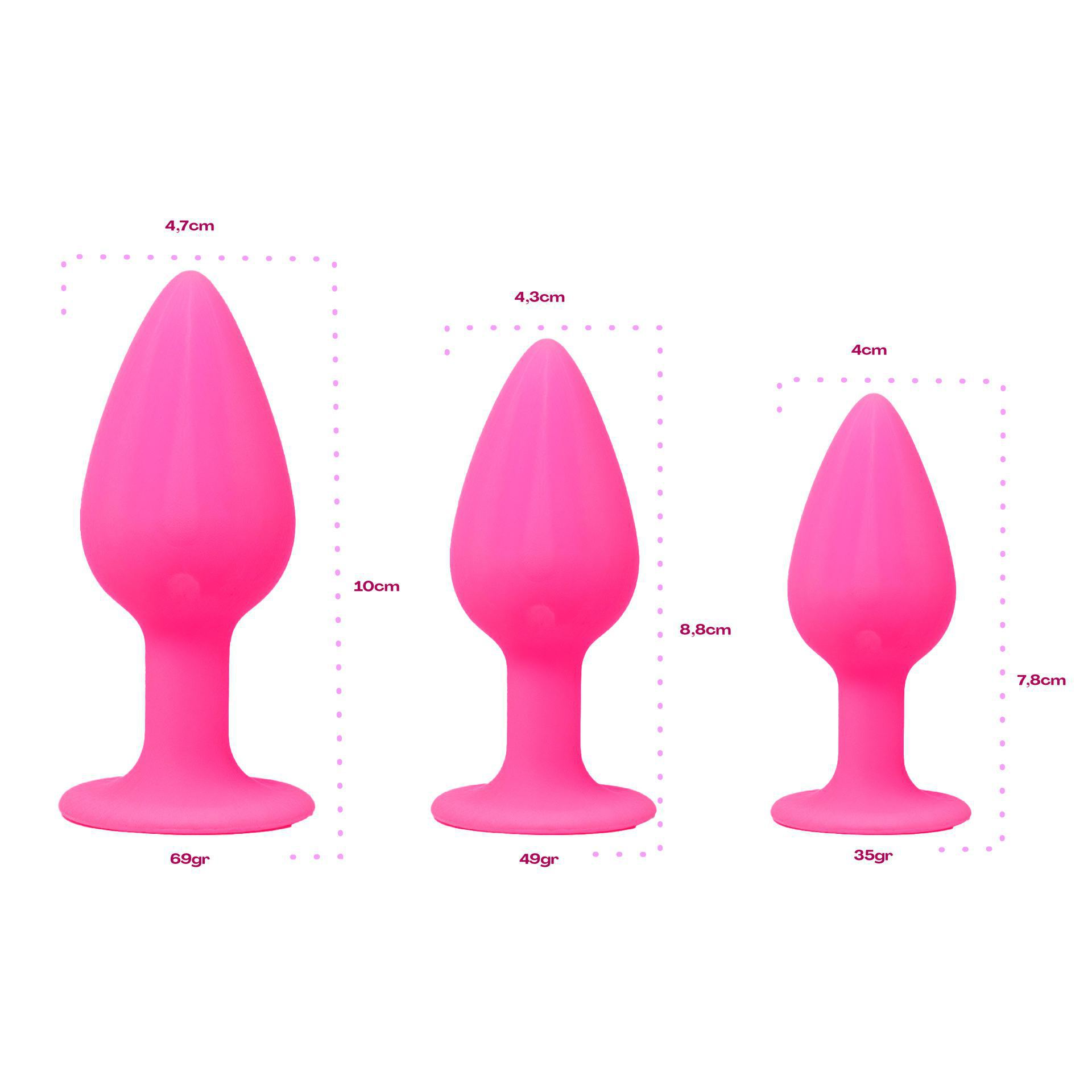 Siliconen buttplug set medium roze maten