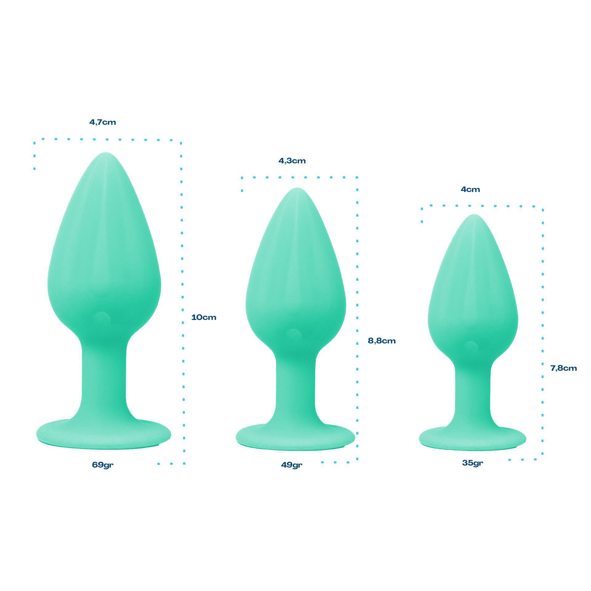 Siliconen buttplug set medium groen maten