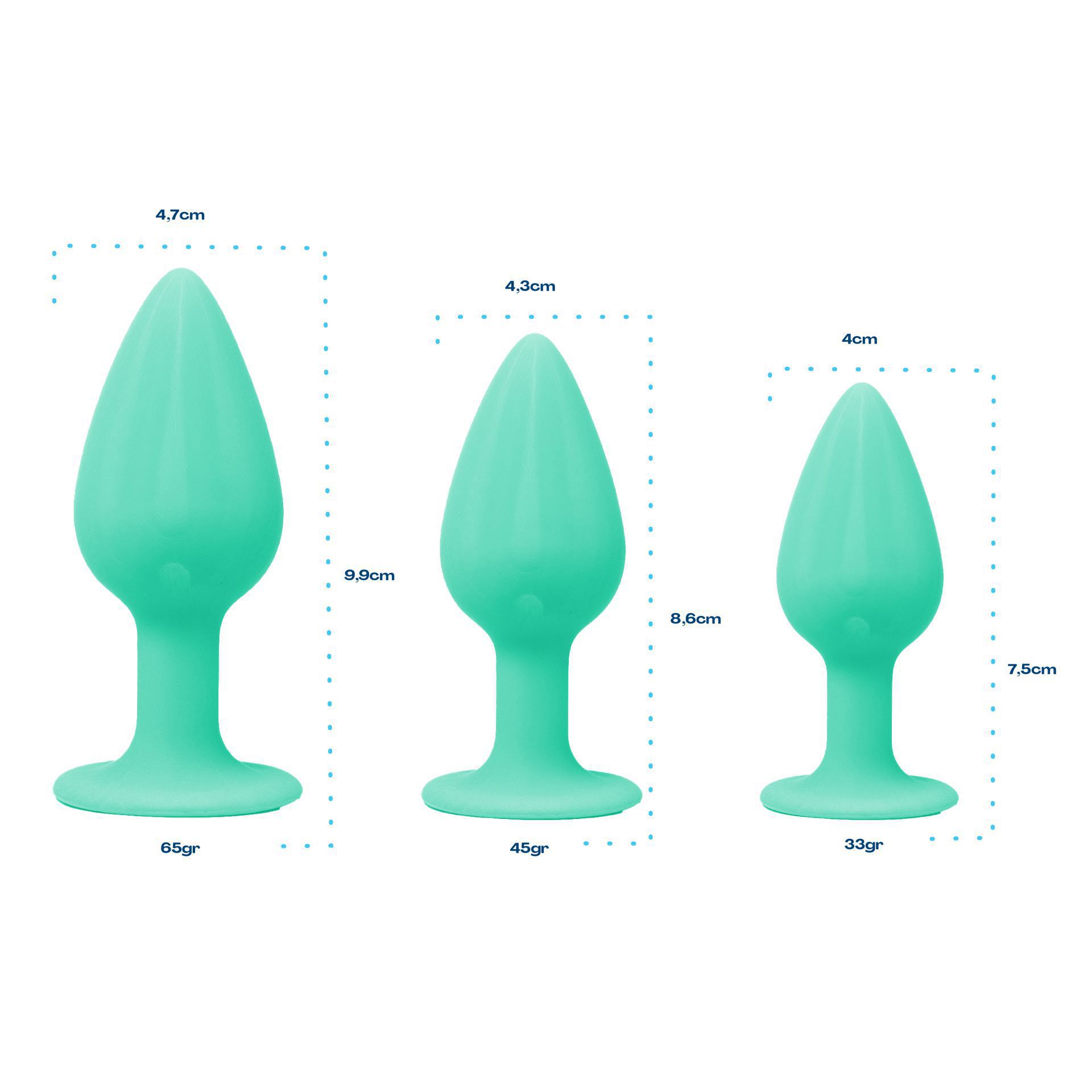 Siliconen butt plug set klein groen maten