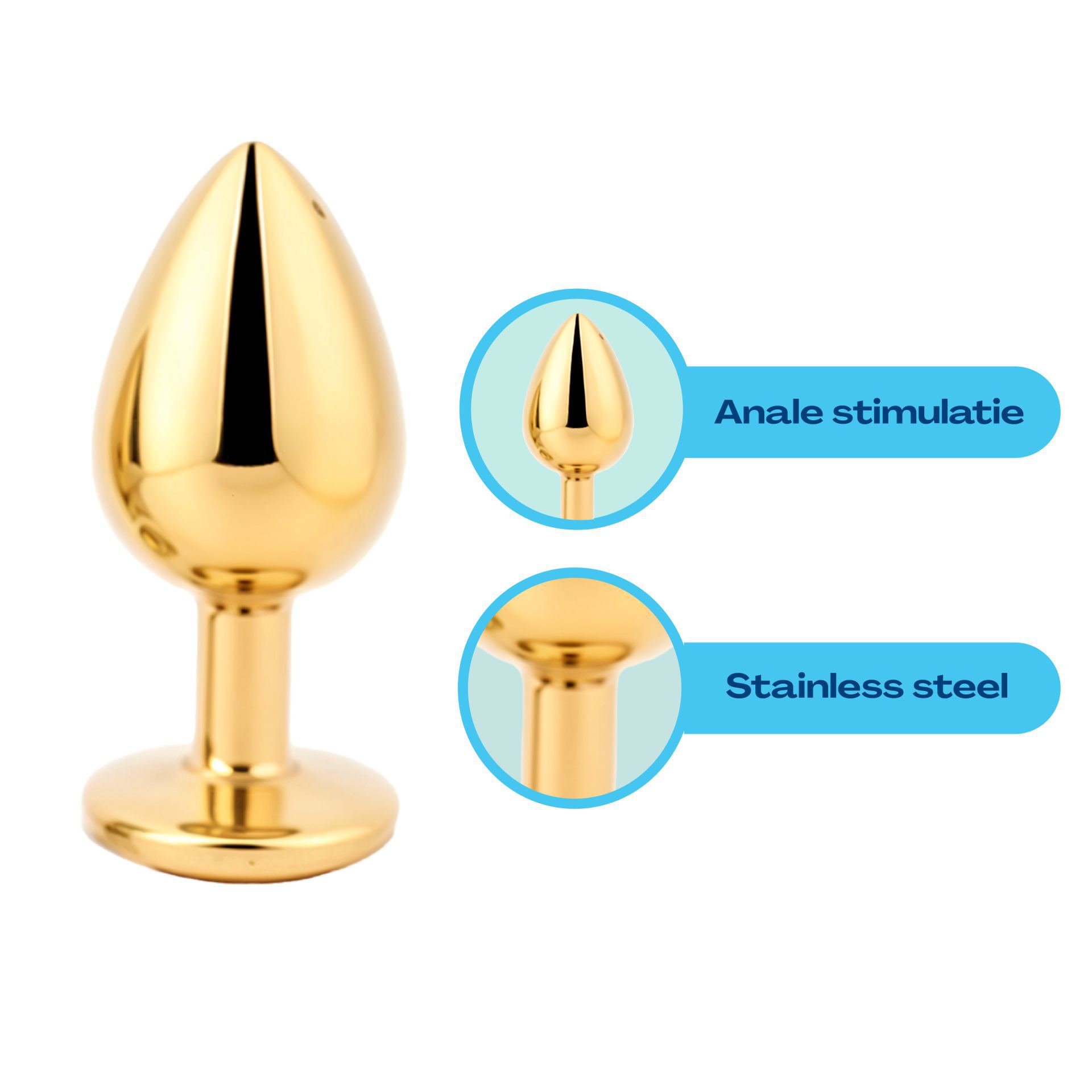 Buttplug set van 3 goud diamant roze uitleg