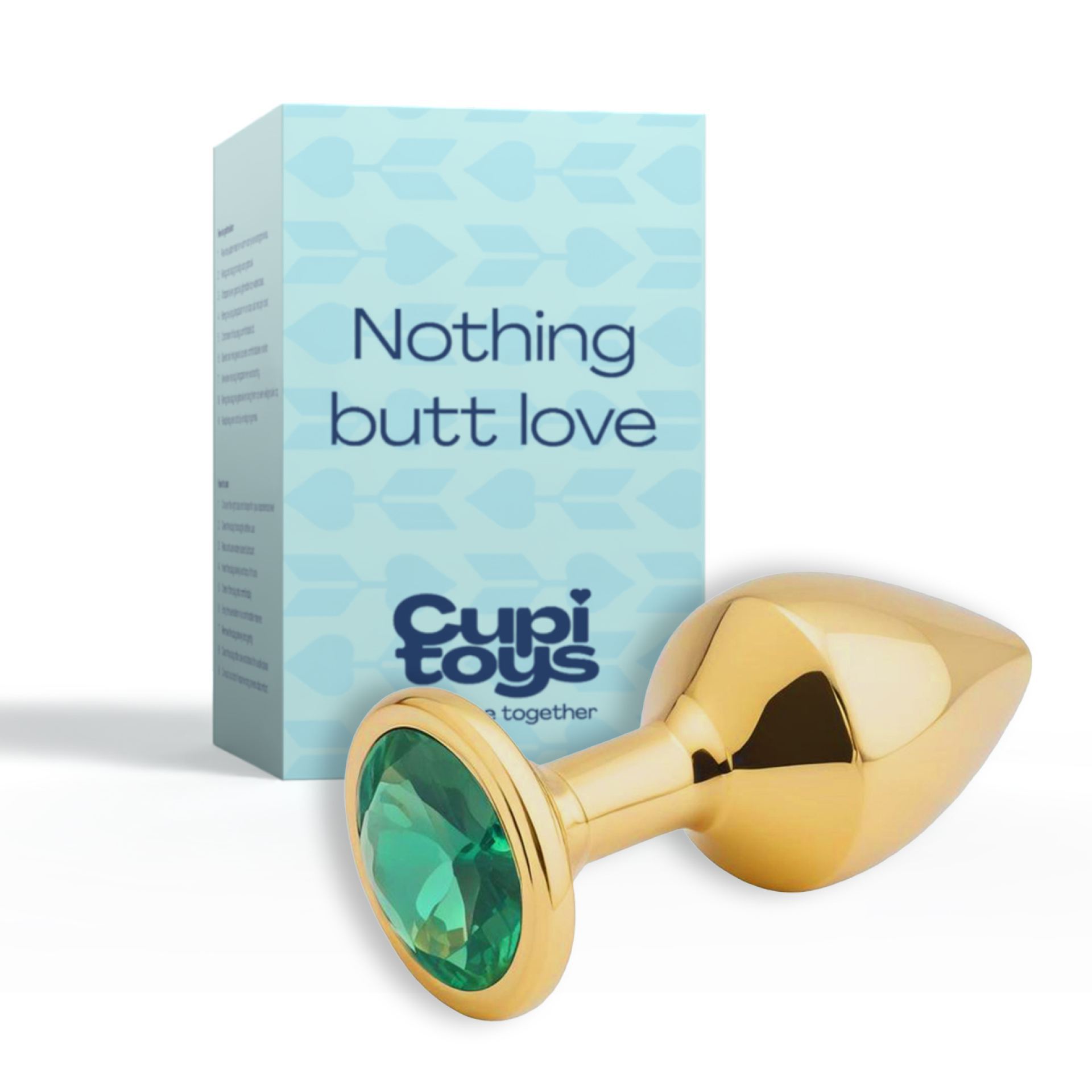 Metalen buttplug goud diamant groen