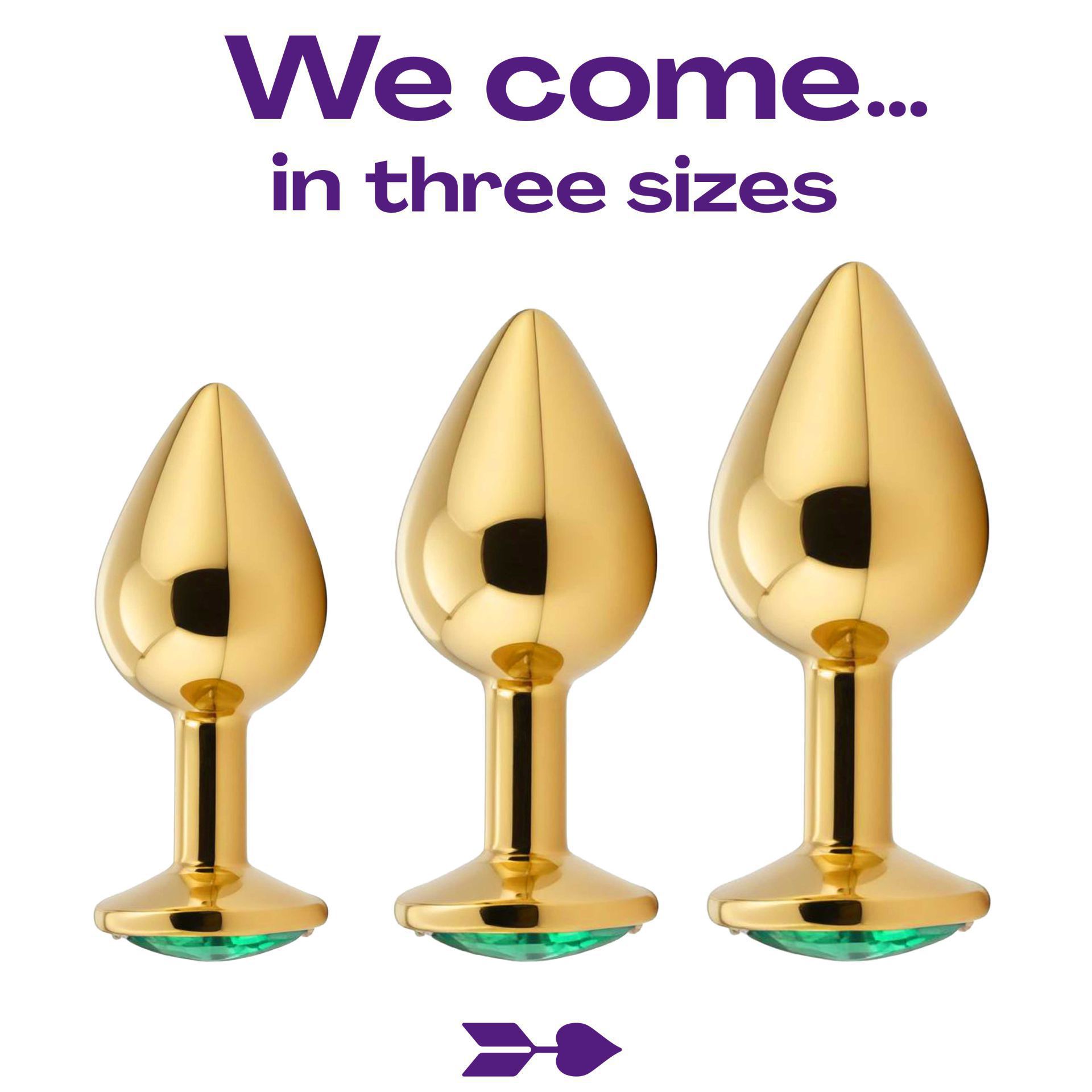 Metalen buttplug goud diamant groen 3 sizes