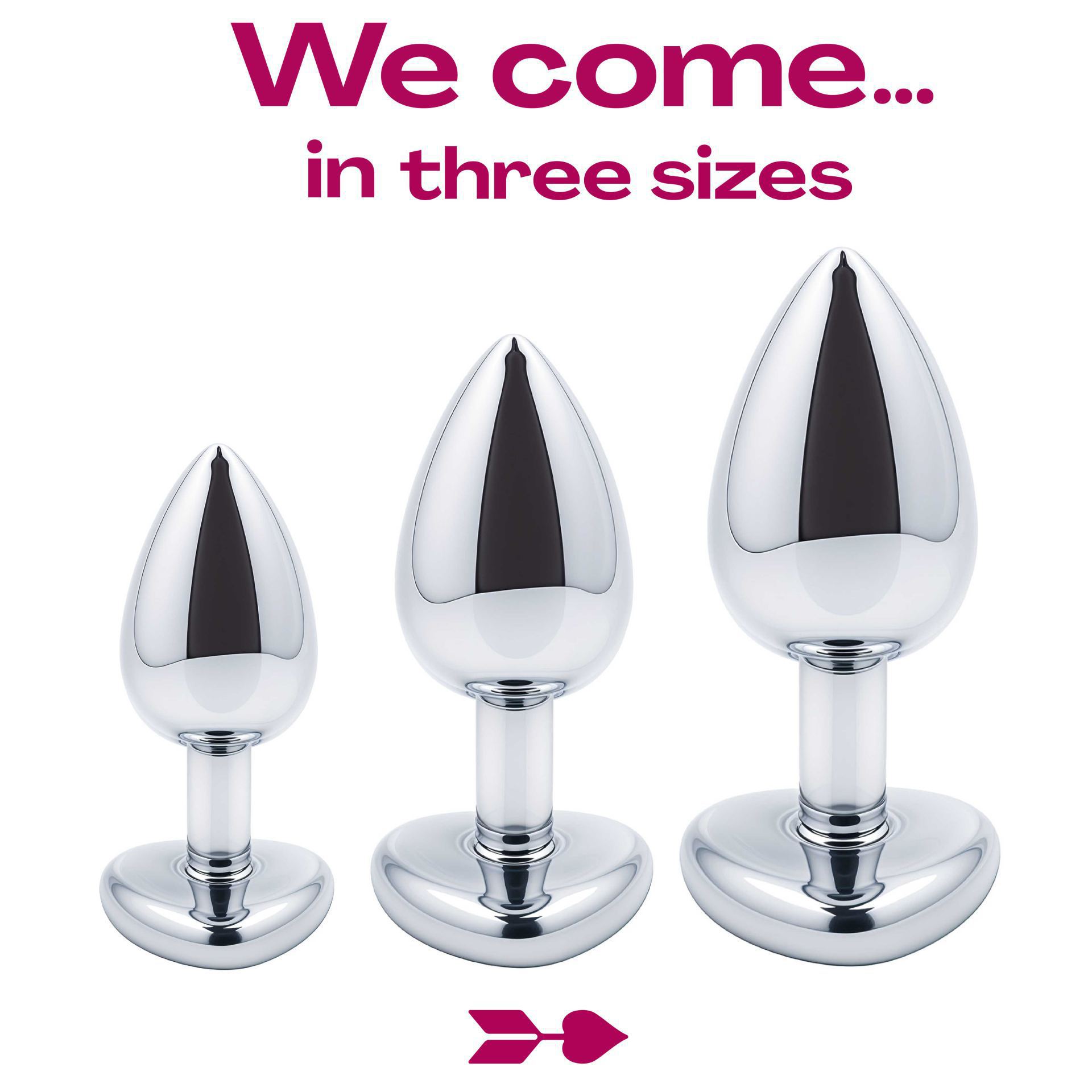 Buttplug zilver diamant roze hartje 3 sizes