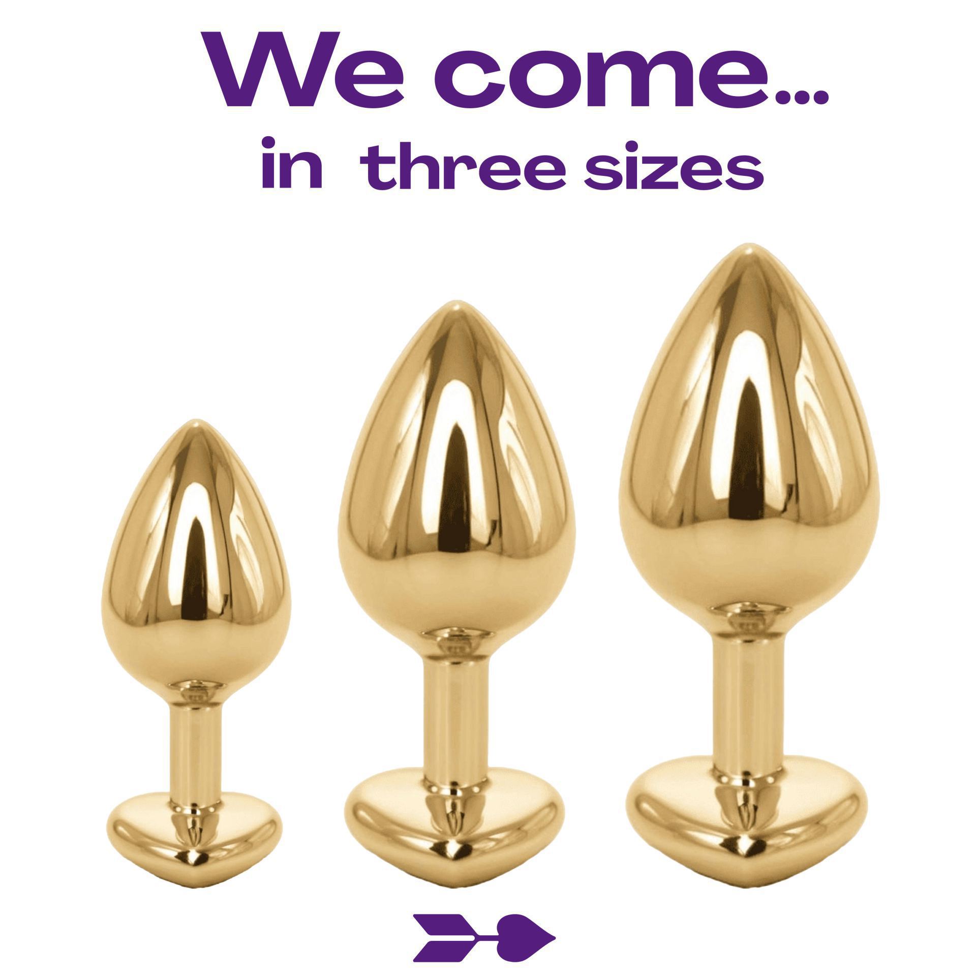 Buttplug goud diamant paars hartje 3 sizes