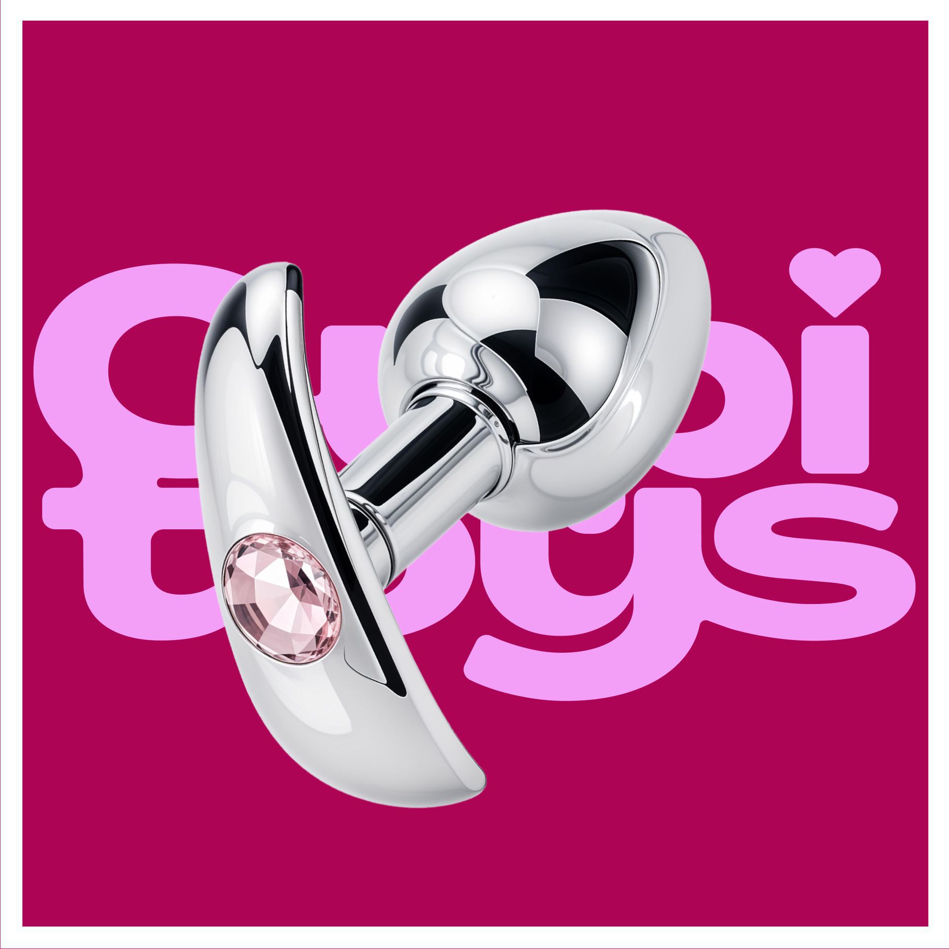 Buttplug zilver diamant lichtroze anker logo
