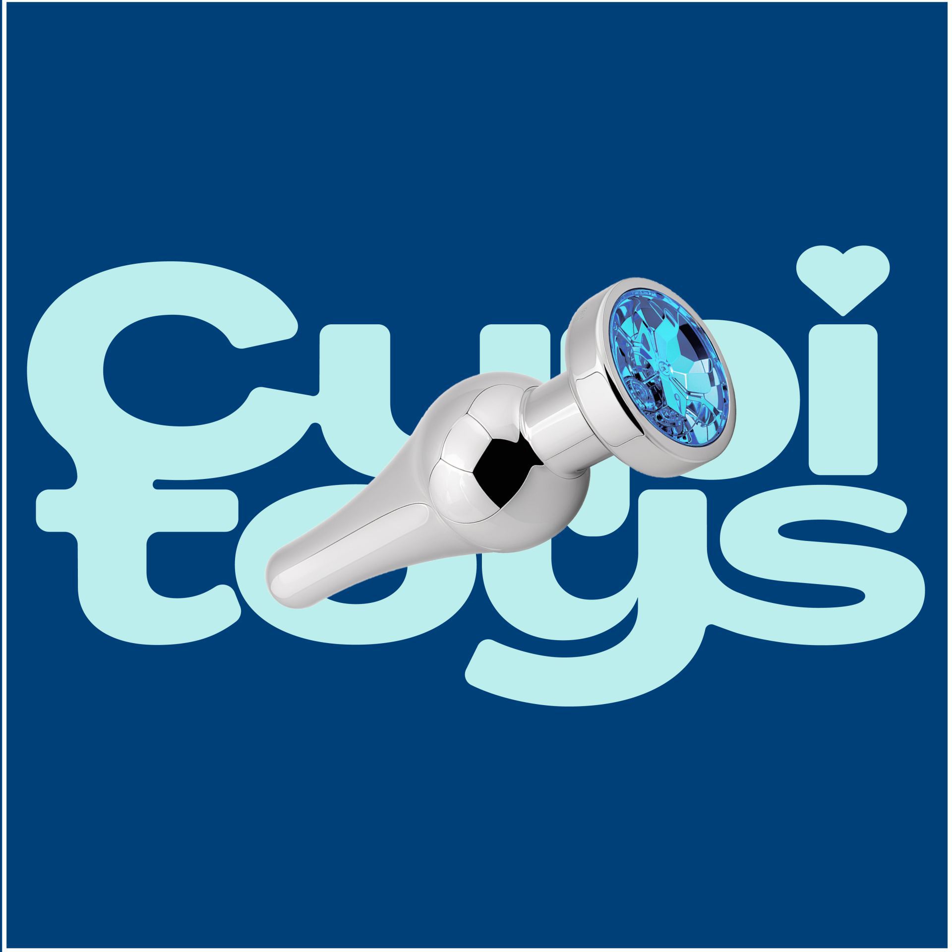 Buttplug zilver diamant blauw taps logo
