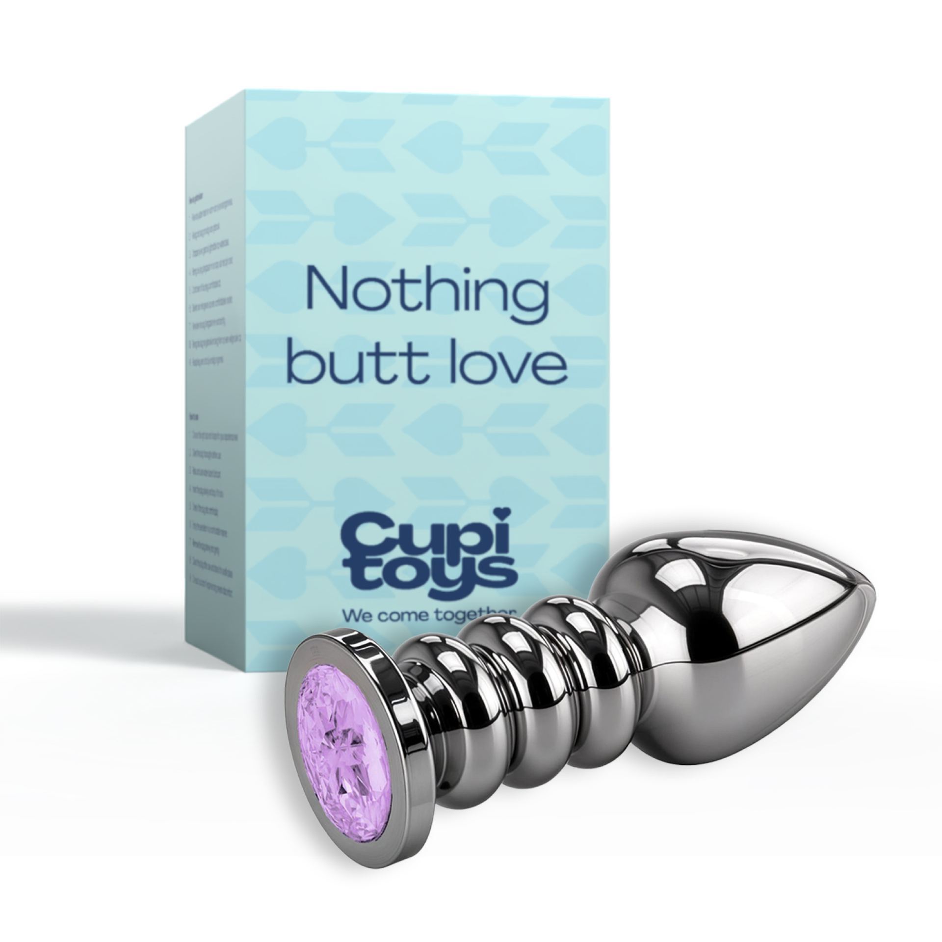 Buttplug zilver diamant lichtpaars gedraaid