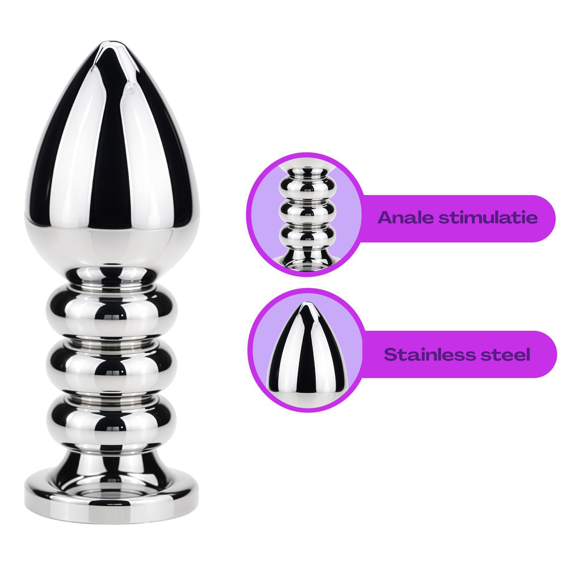 Buttplug zilver diamant paars gedraaid uitleg