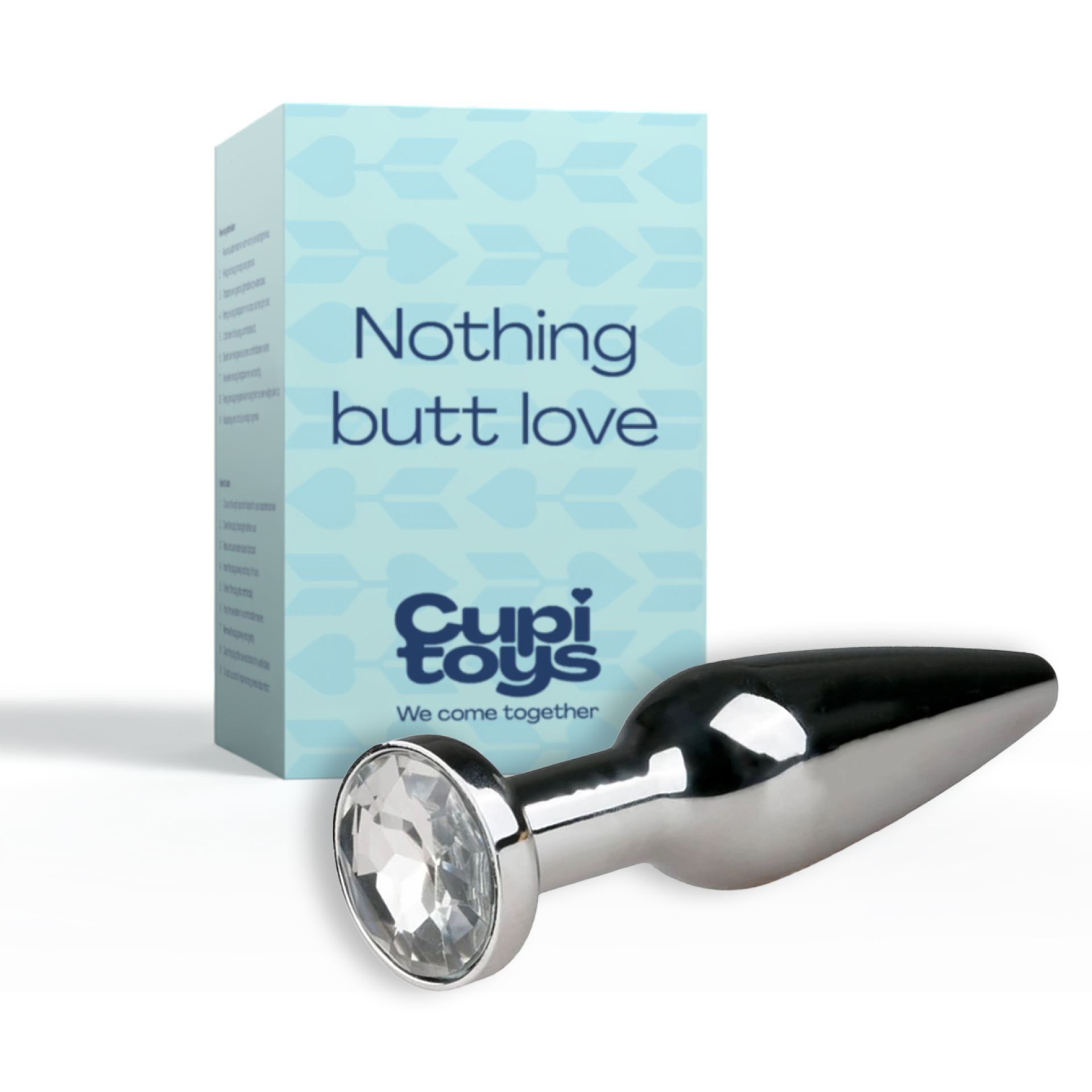 Buttplug zilver diamant wit puntig dun