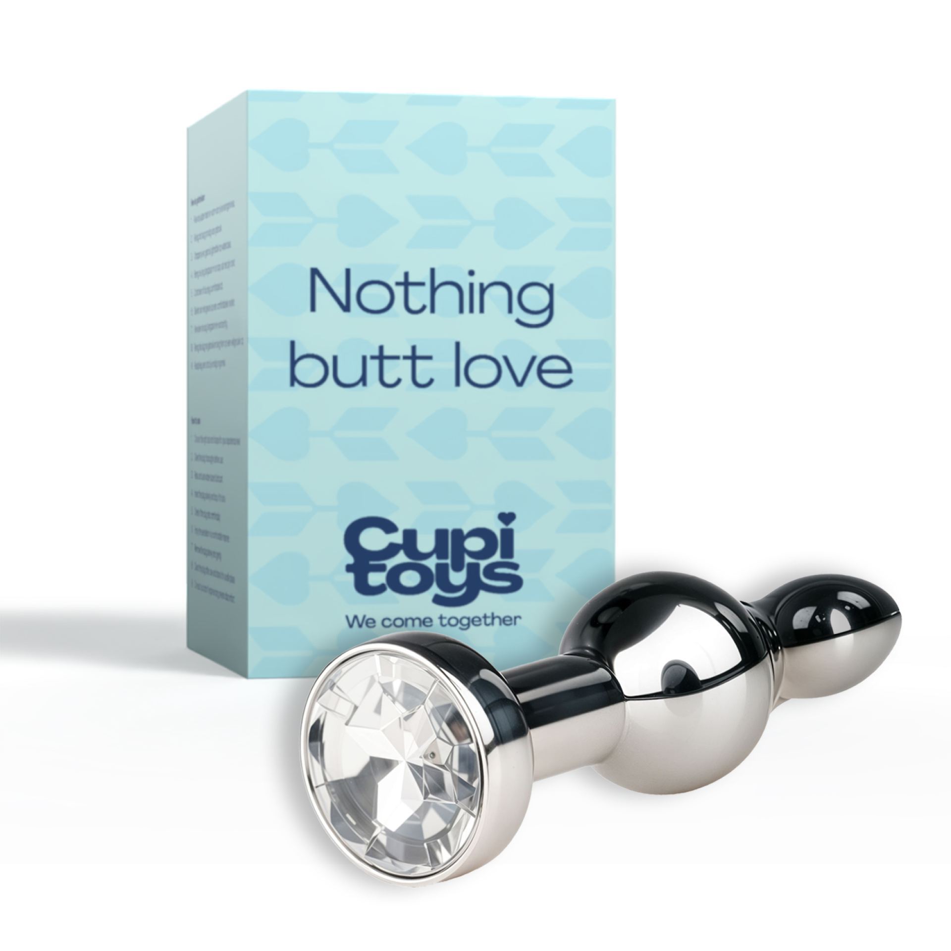 Buttplug zilver diamant wit lang