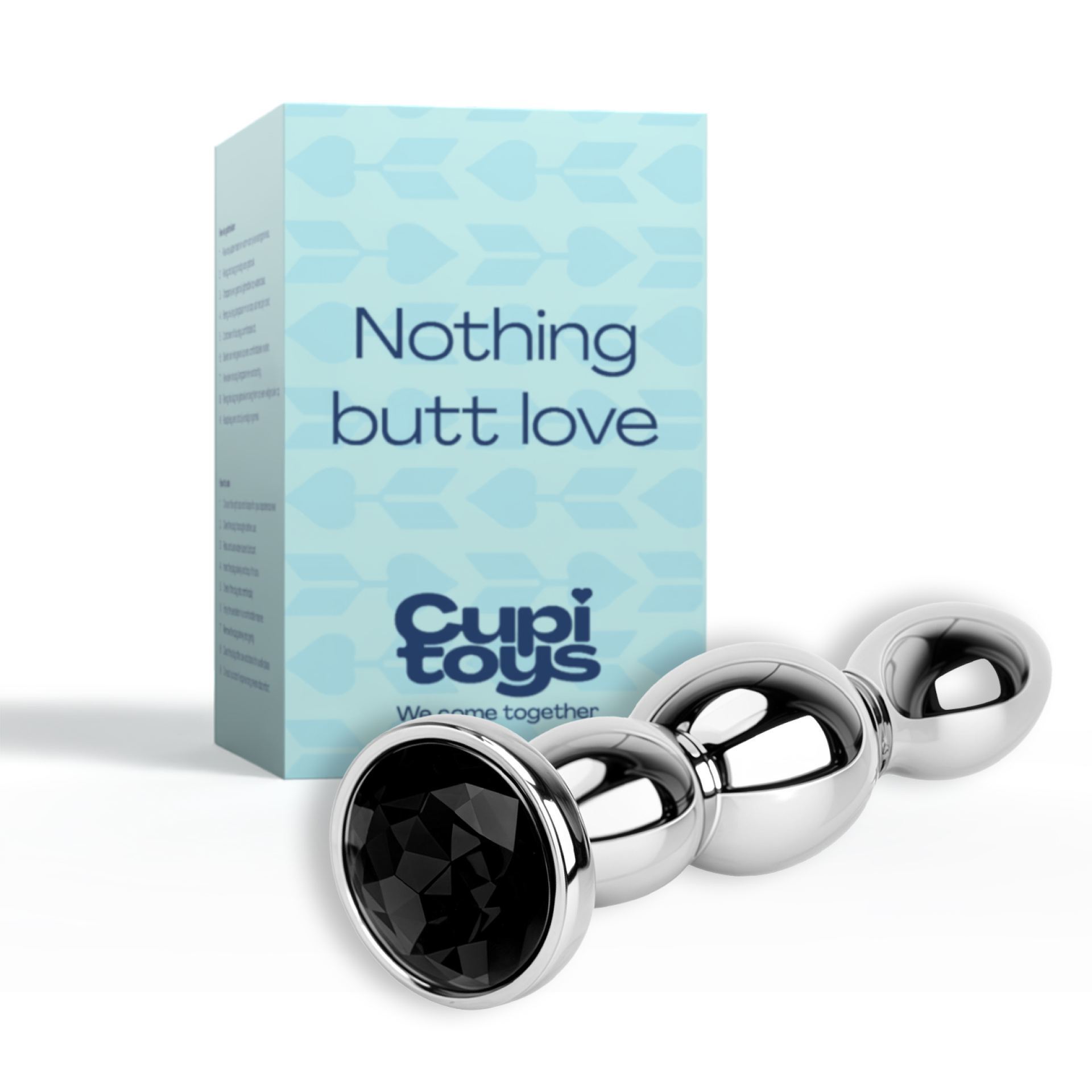 Buttplug zilver diamant zwart ovale balletjes