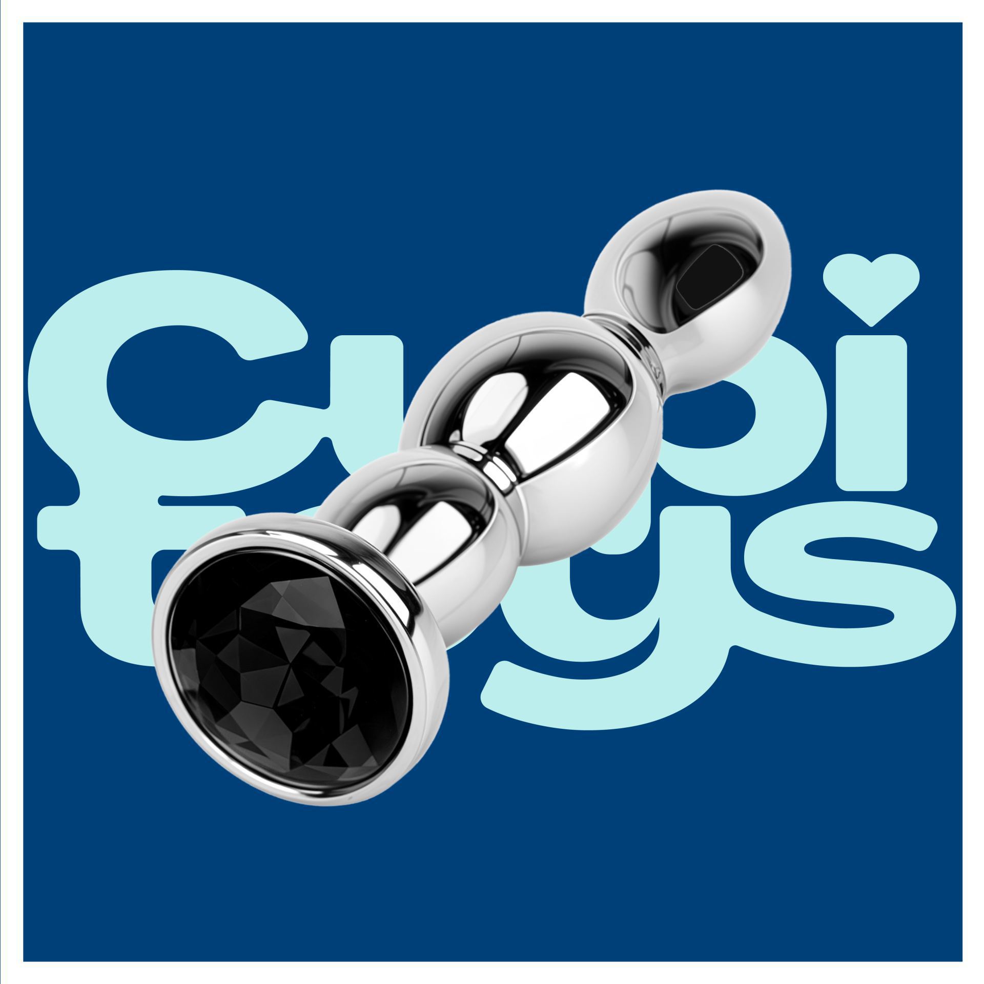 Buttplug diamant zwart ovale balletjes logo