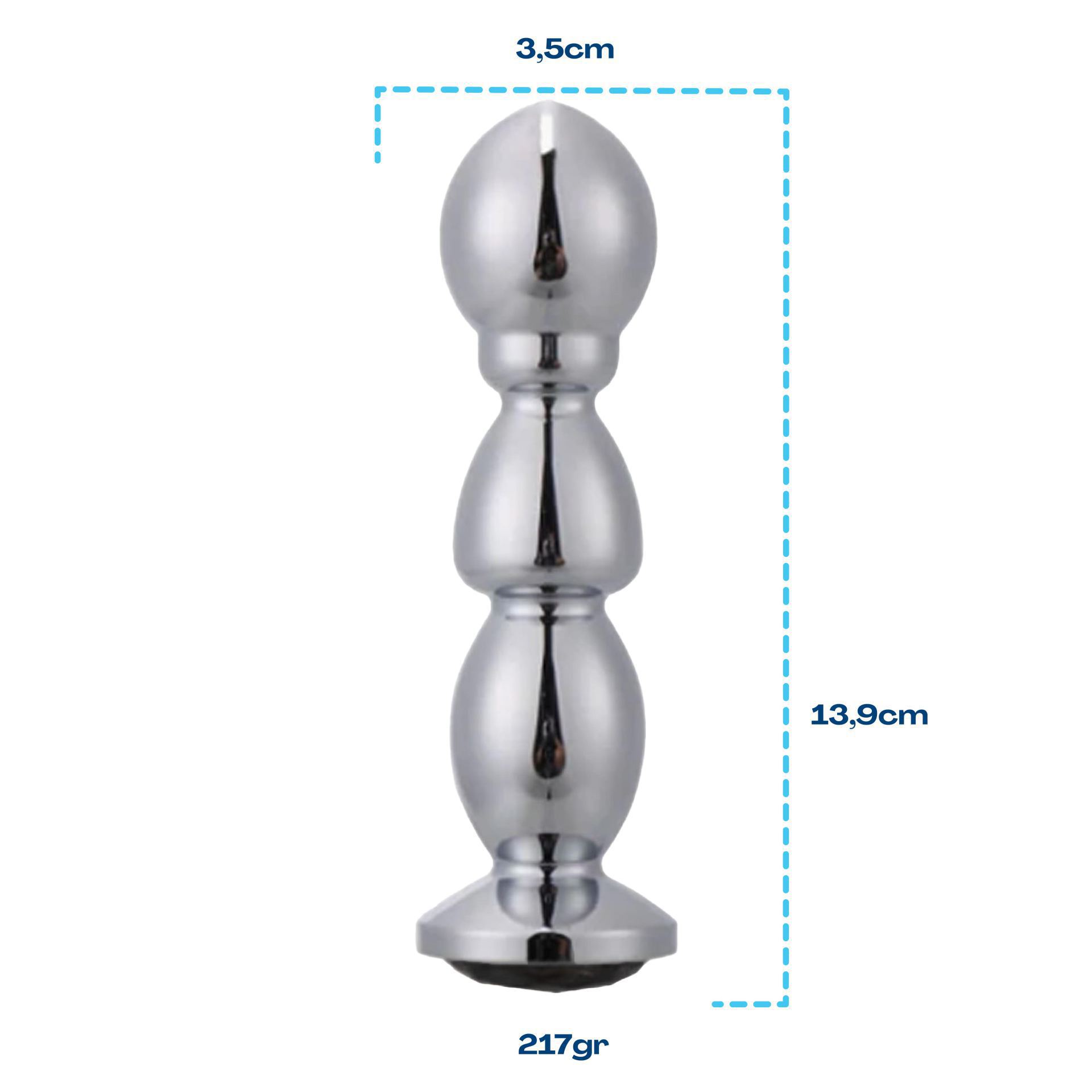 Buttplug zilver diamant zwart bullet maat