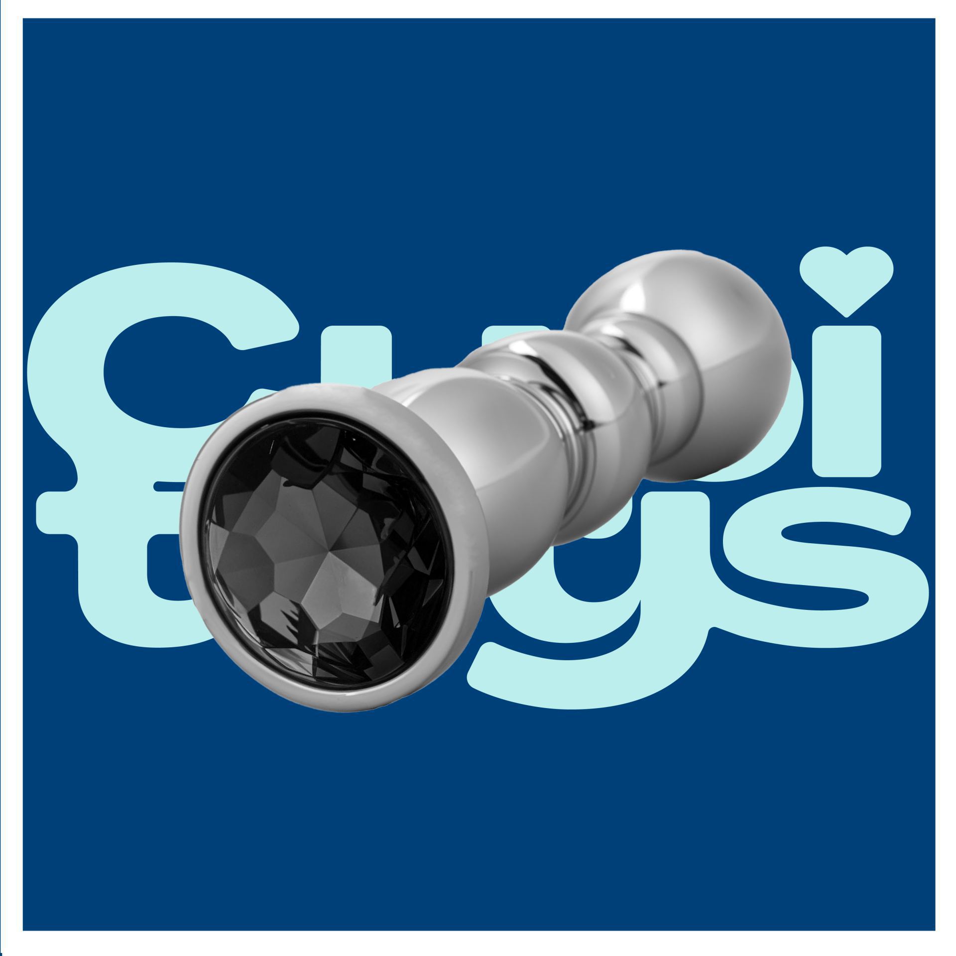 Buttplug zilver diamant zwart bullet logo