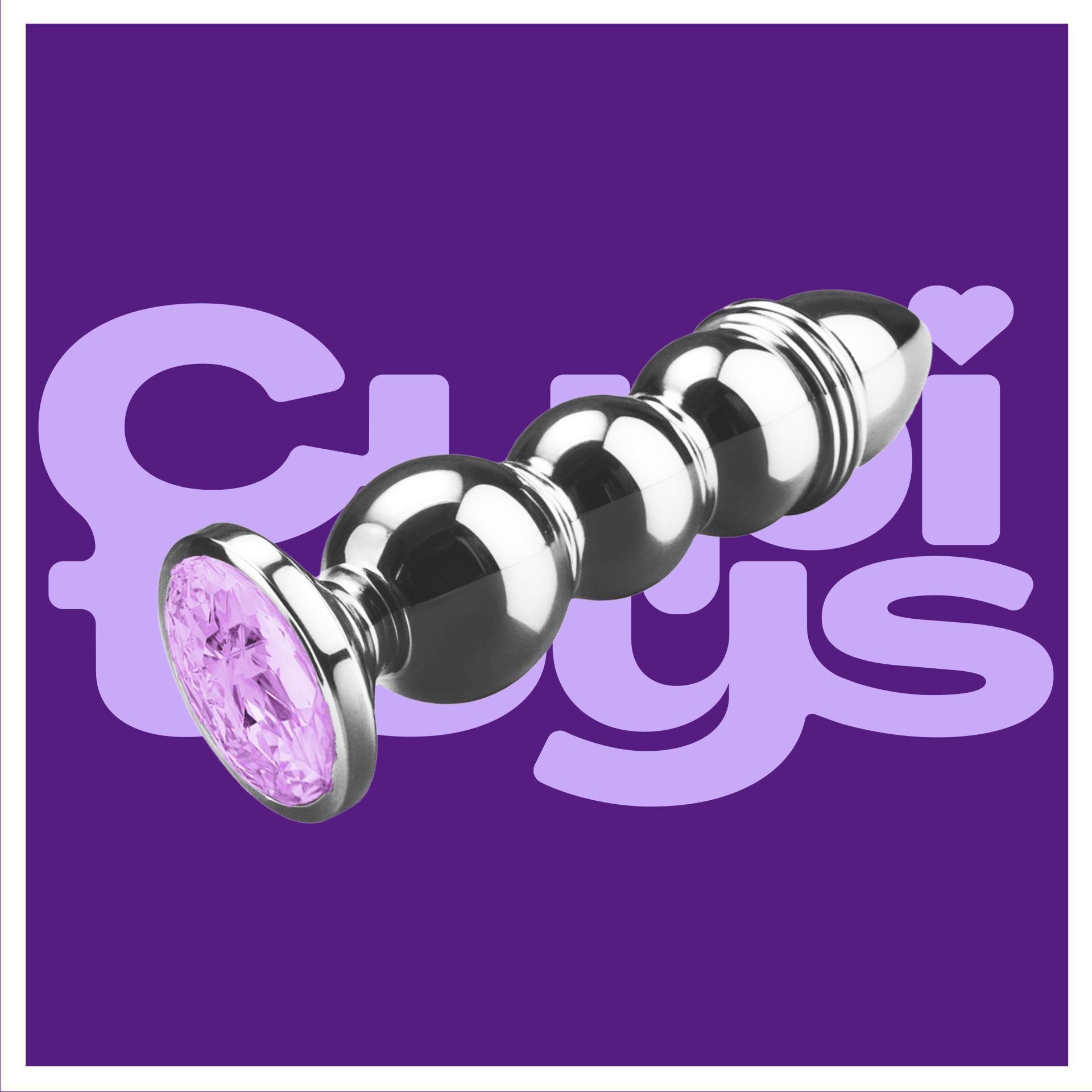Buttplug diamant paars puntig bolletjes logo