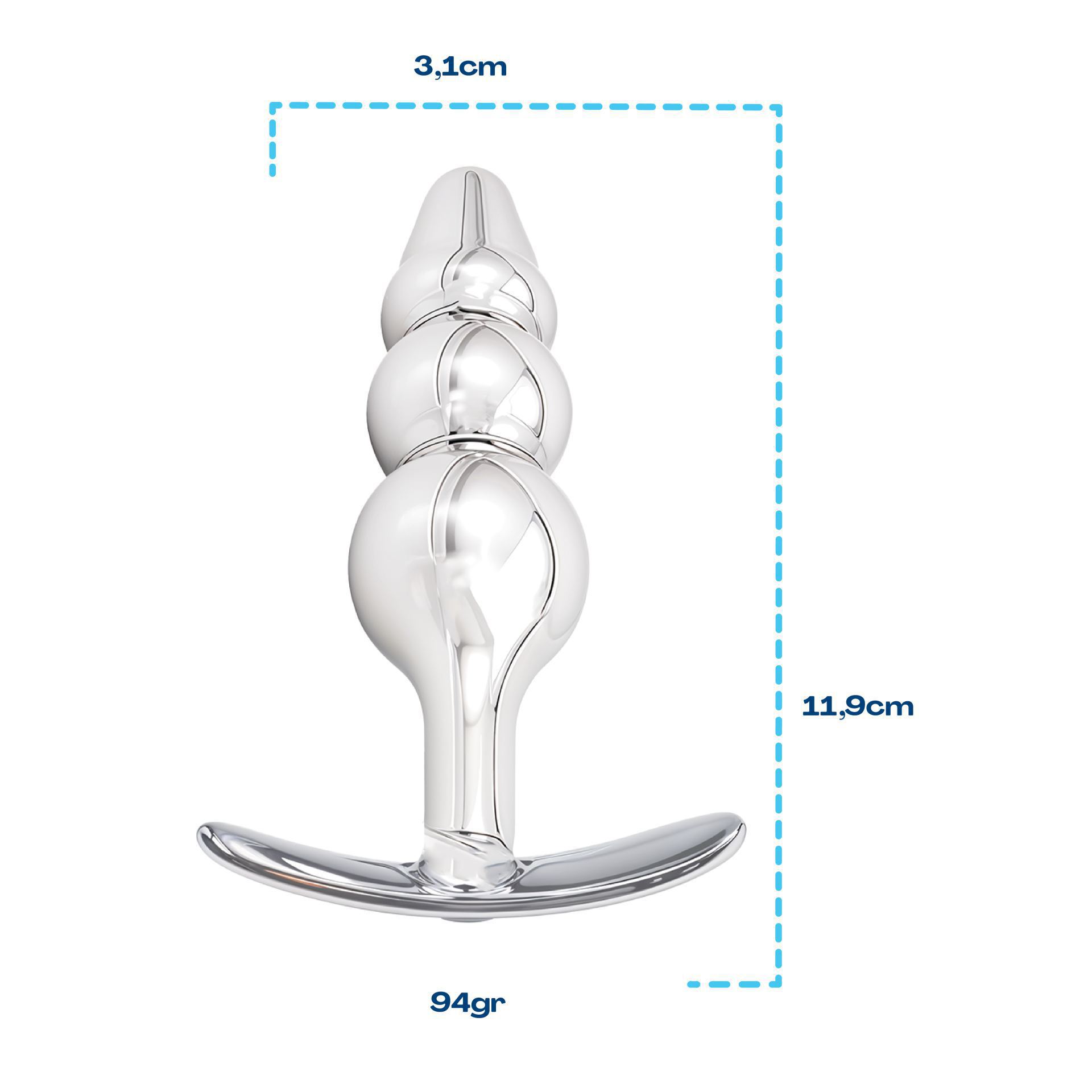 Buttplug blauw anker puntig beads maat