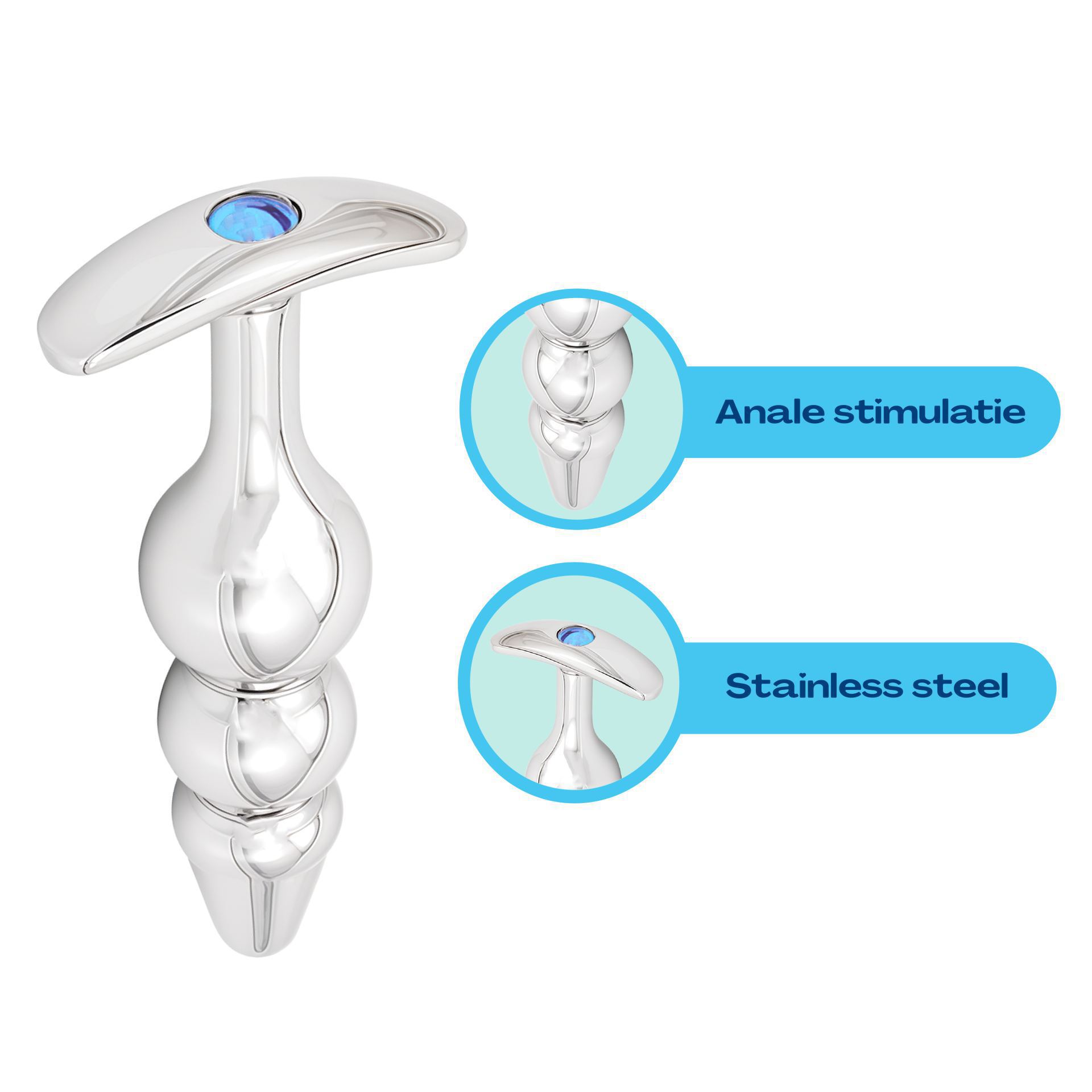 Buttplug blauw anker puntig beads uitleg