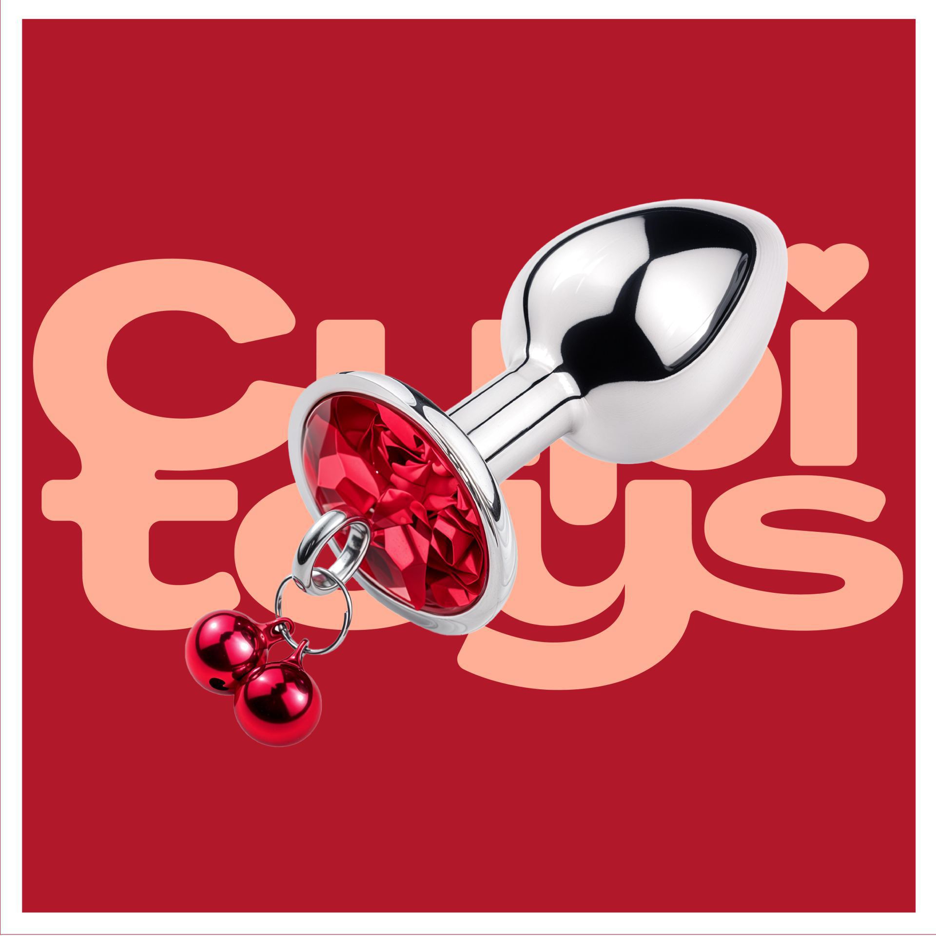 Buttplug zilver diamant rood belletjes logo