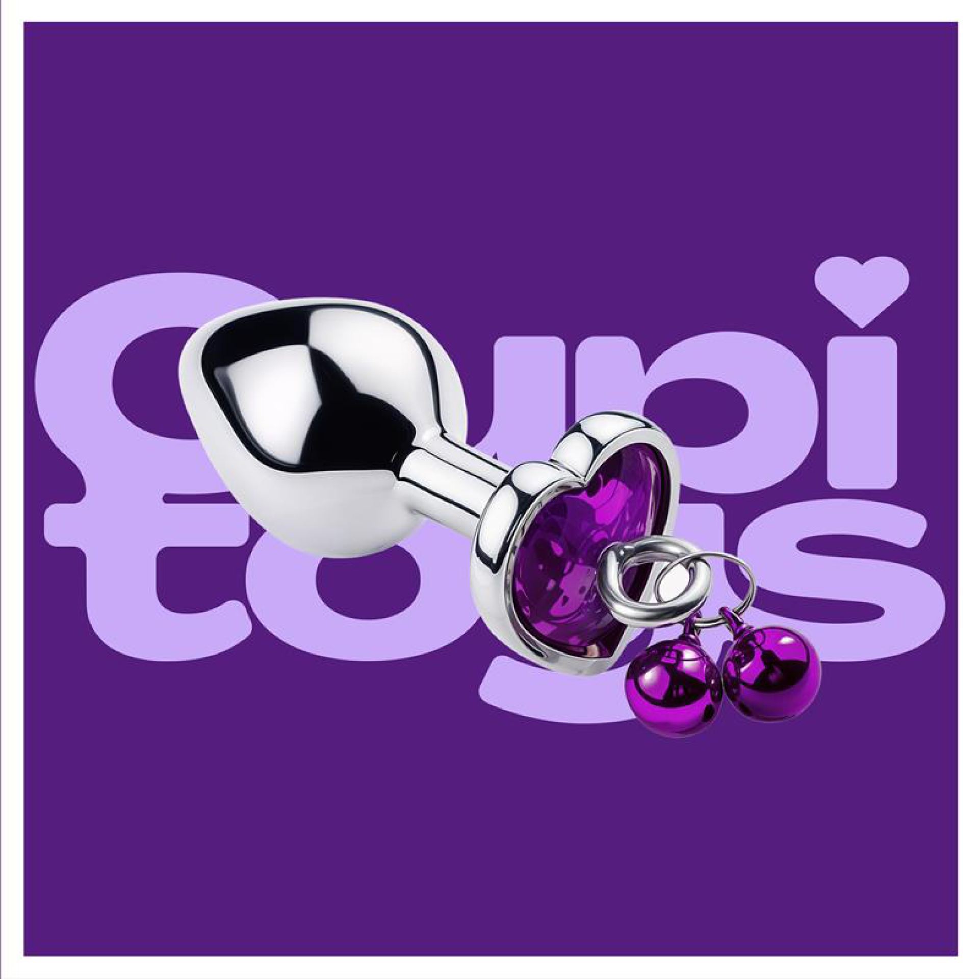 Buttplug diamant paars hartje belletjes logo