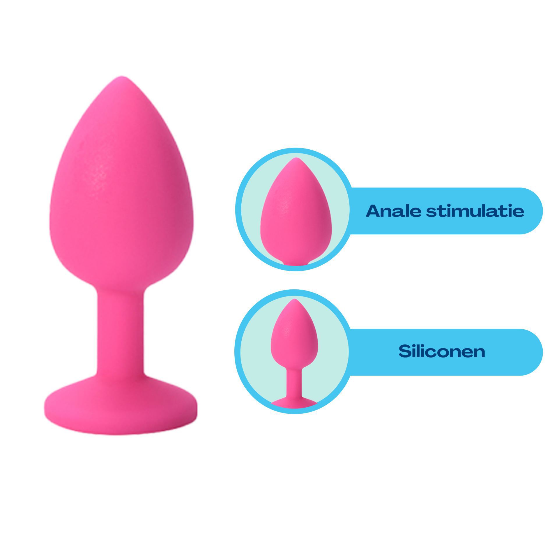 Siliconen buttplug diamant roze uitleg