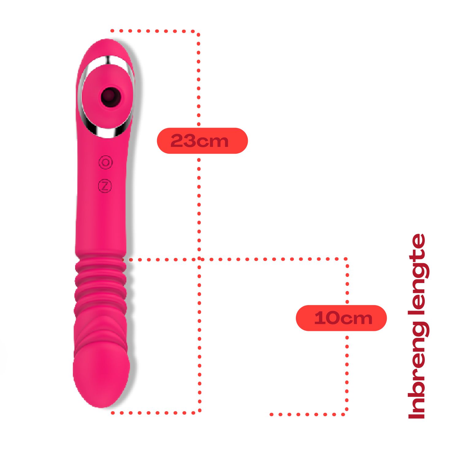 23cm 2in1 stotende luchtdruk vibrator roze