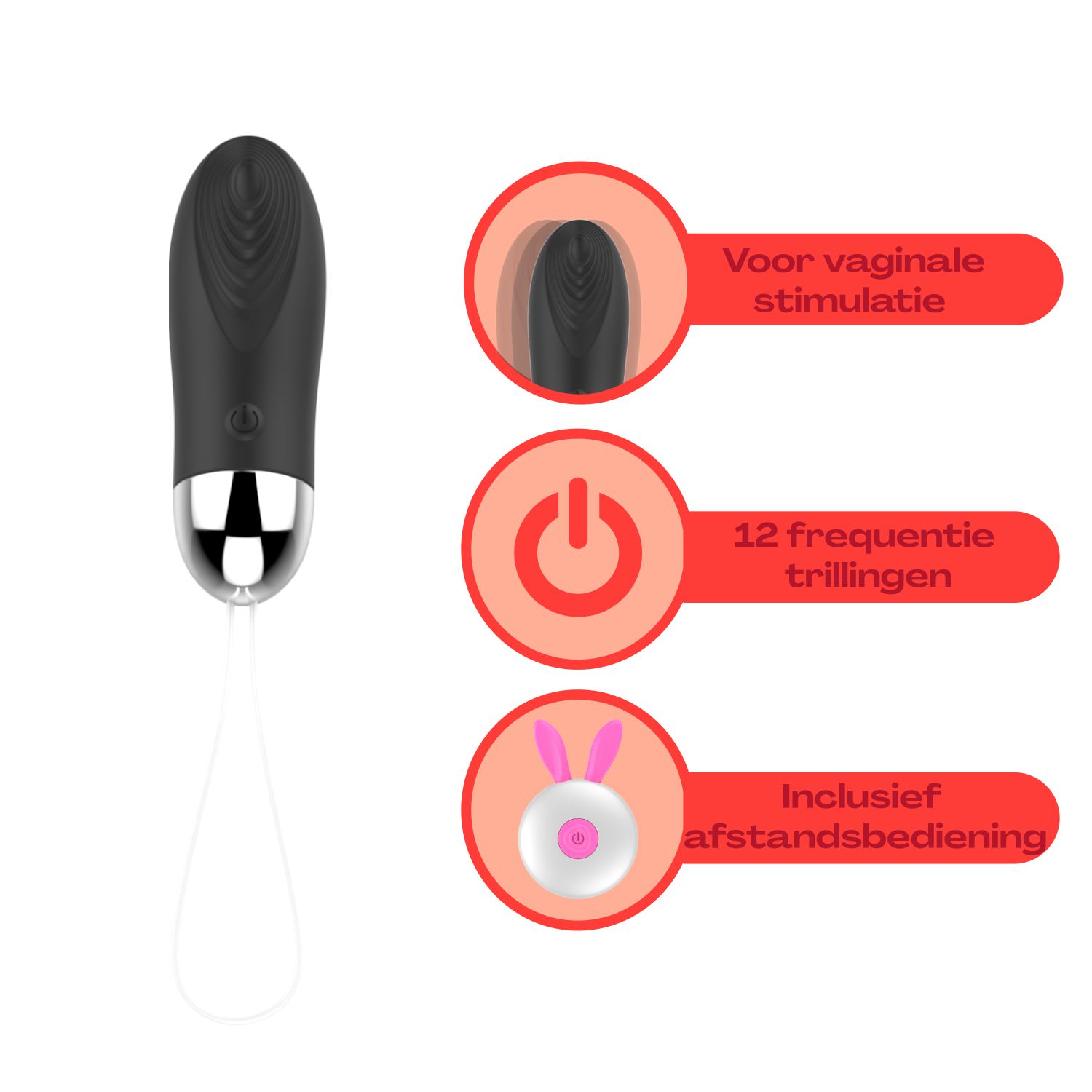 9,8cm Vibrerend ei G-spot op afstand zwart