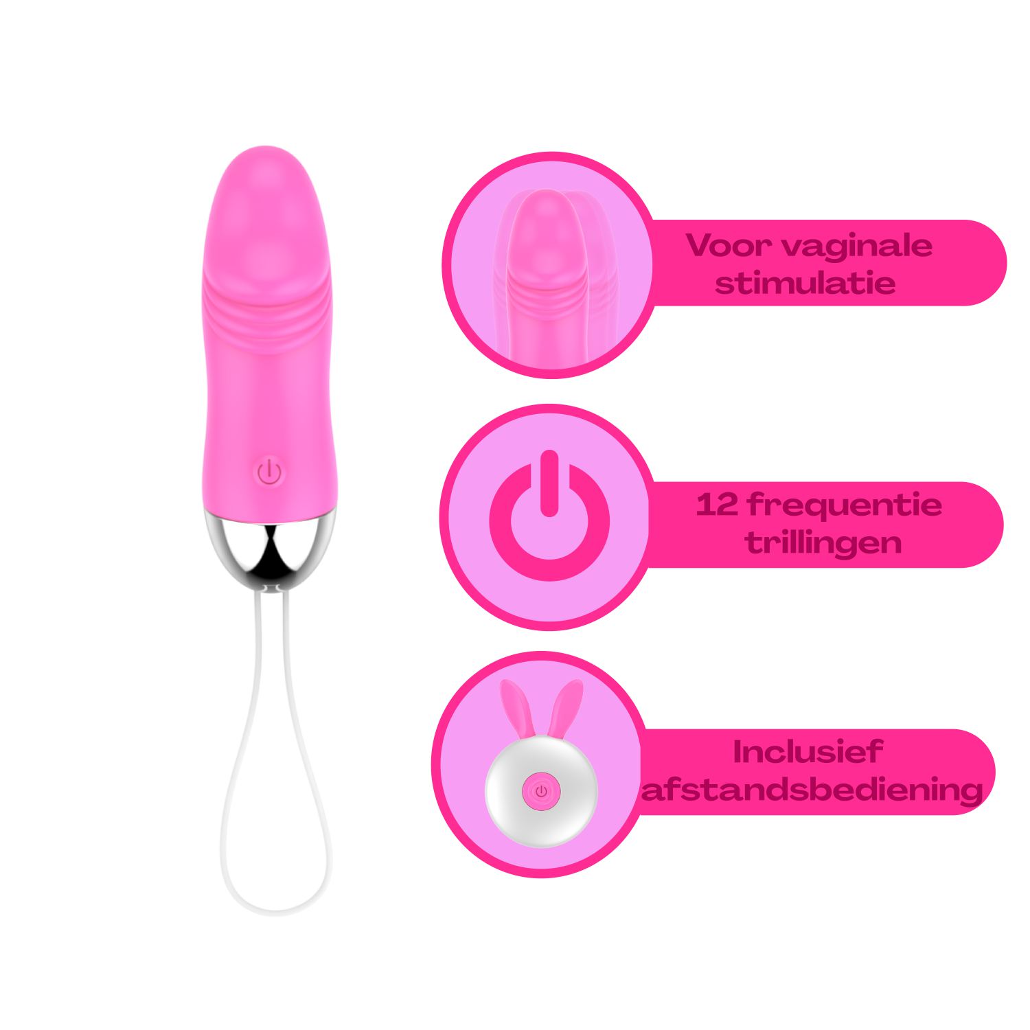 afstand Vibrerend ei penisvorm 11cm lichtroze