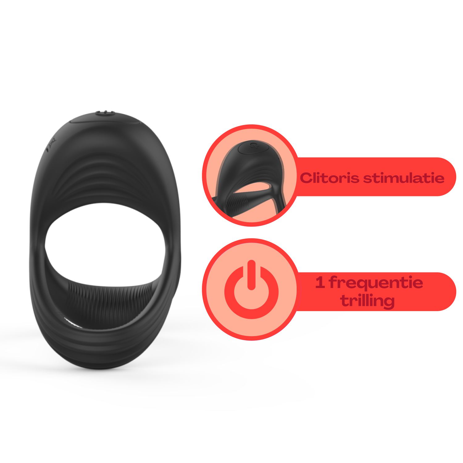 zwart Vibrerende cockring met balzakring