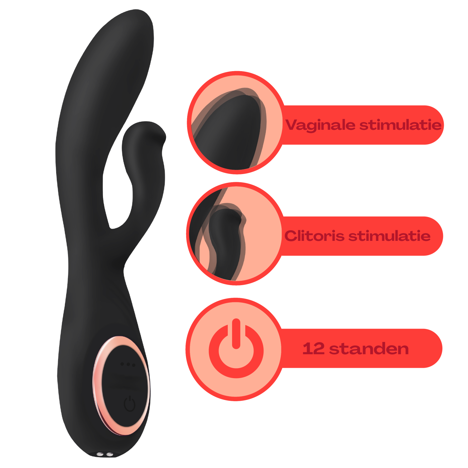 Tarzan vibrator met rabbit 19,2cm Zwart kopen