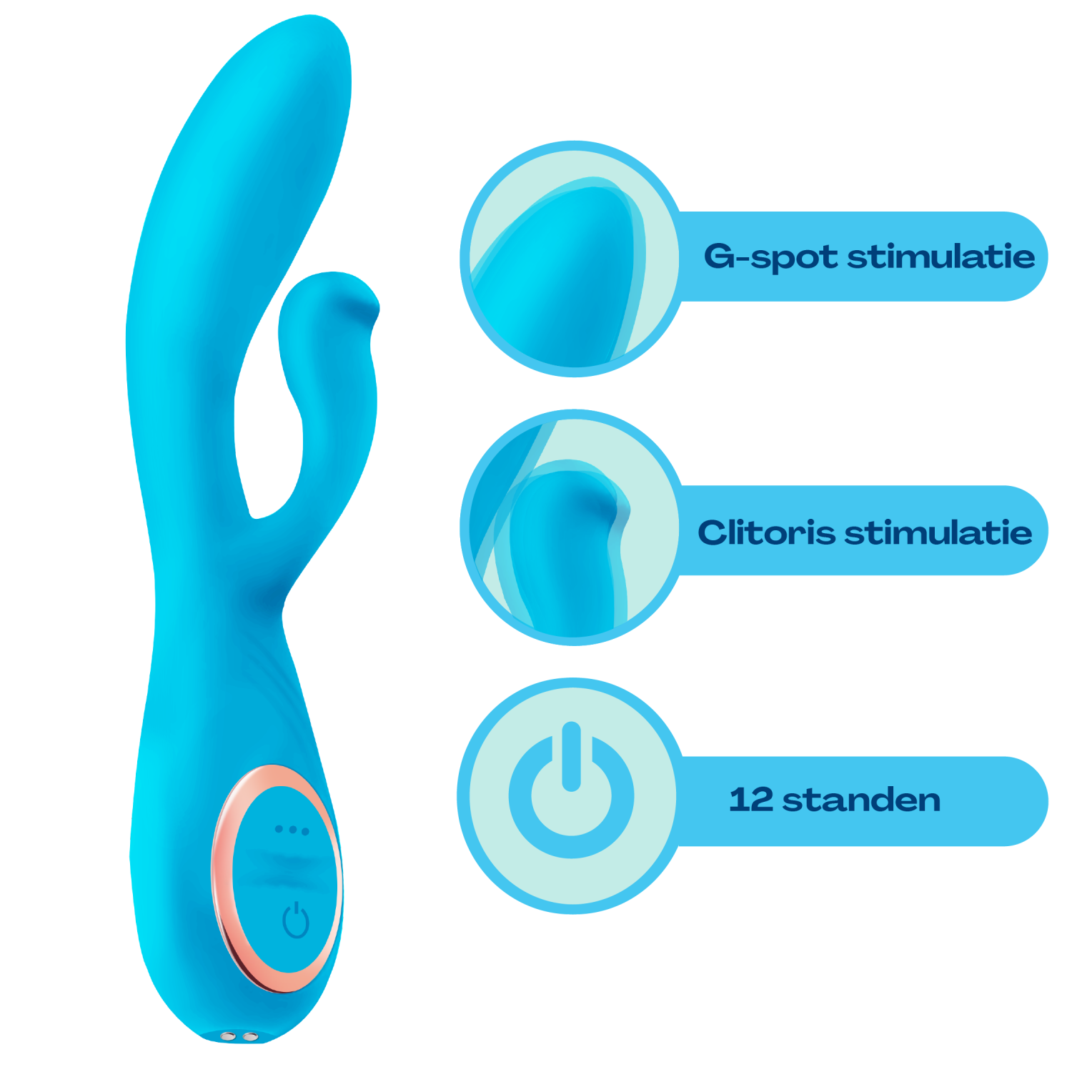 Tarzan vibrator met rabbit 19,2cm Blauw online