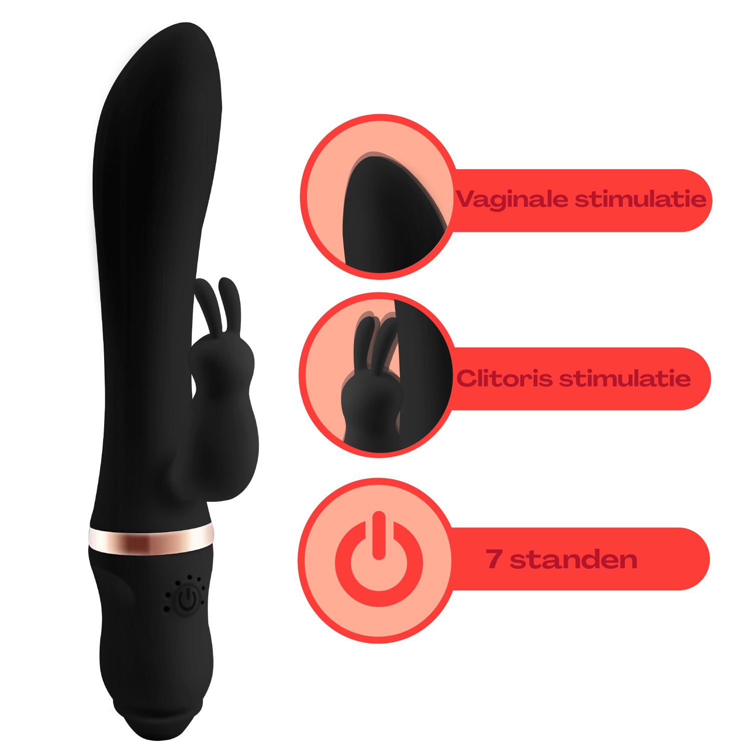 Tarzan vibrator met rabbit 22,5cm Zwart kopen