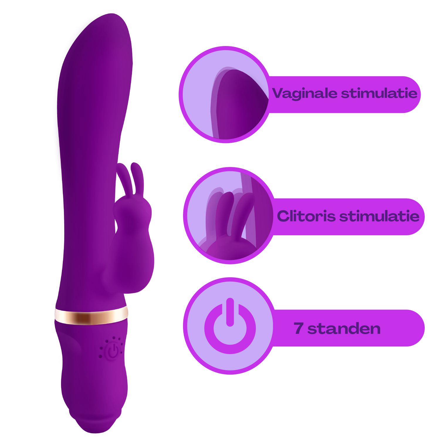 Tarzan vibrator met rabbit 22,5cm Paars kopen