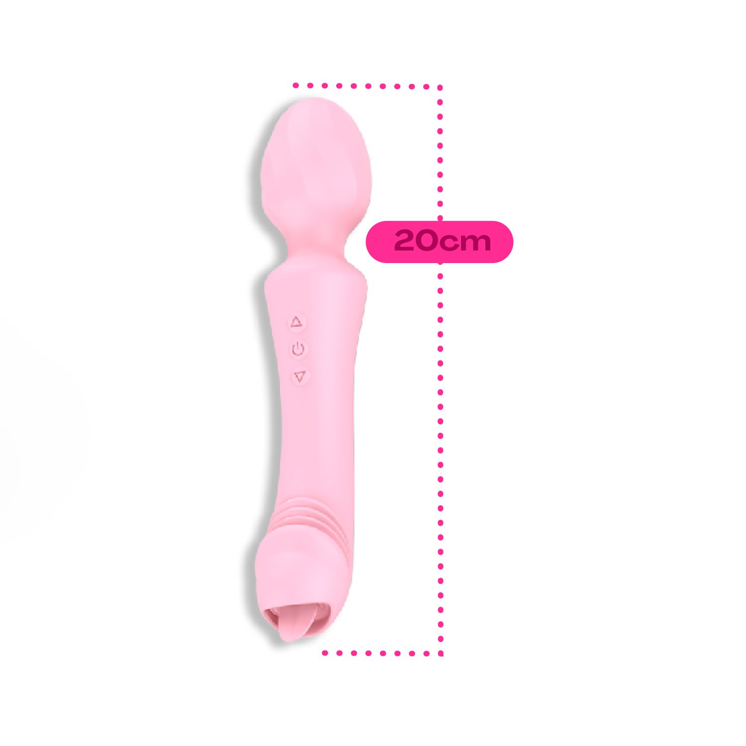 2 in 1 Wand vibrator met tong 20cm Lichtroze