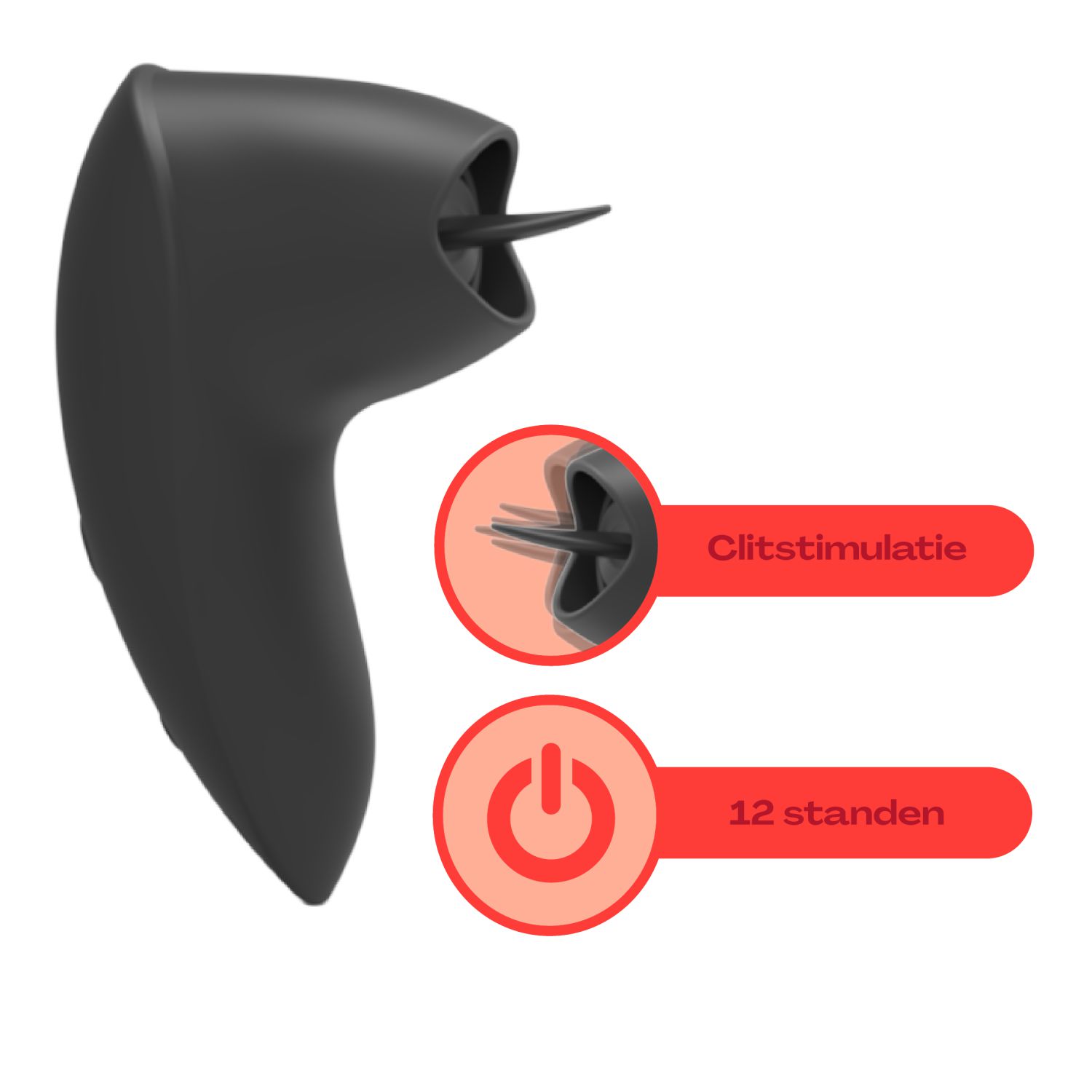 Luchtdruk vibrator met tong 8cm zwart kopen