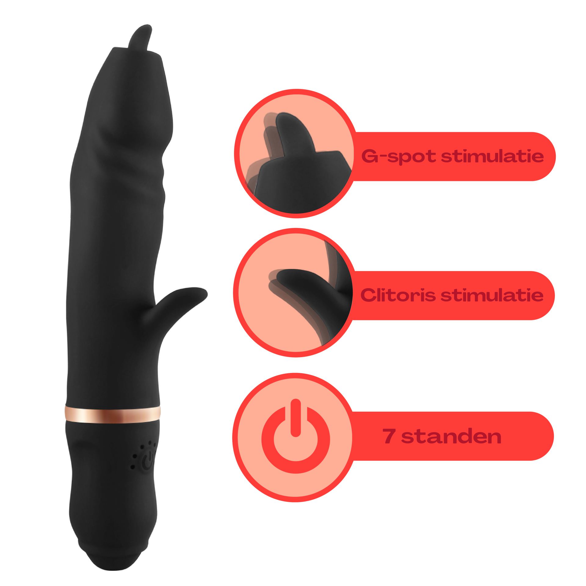 Tarzan zwart vibrator met tong 22,7cm kopen