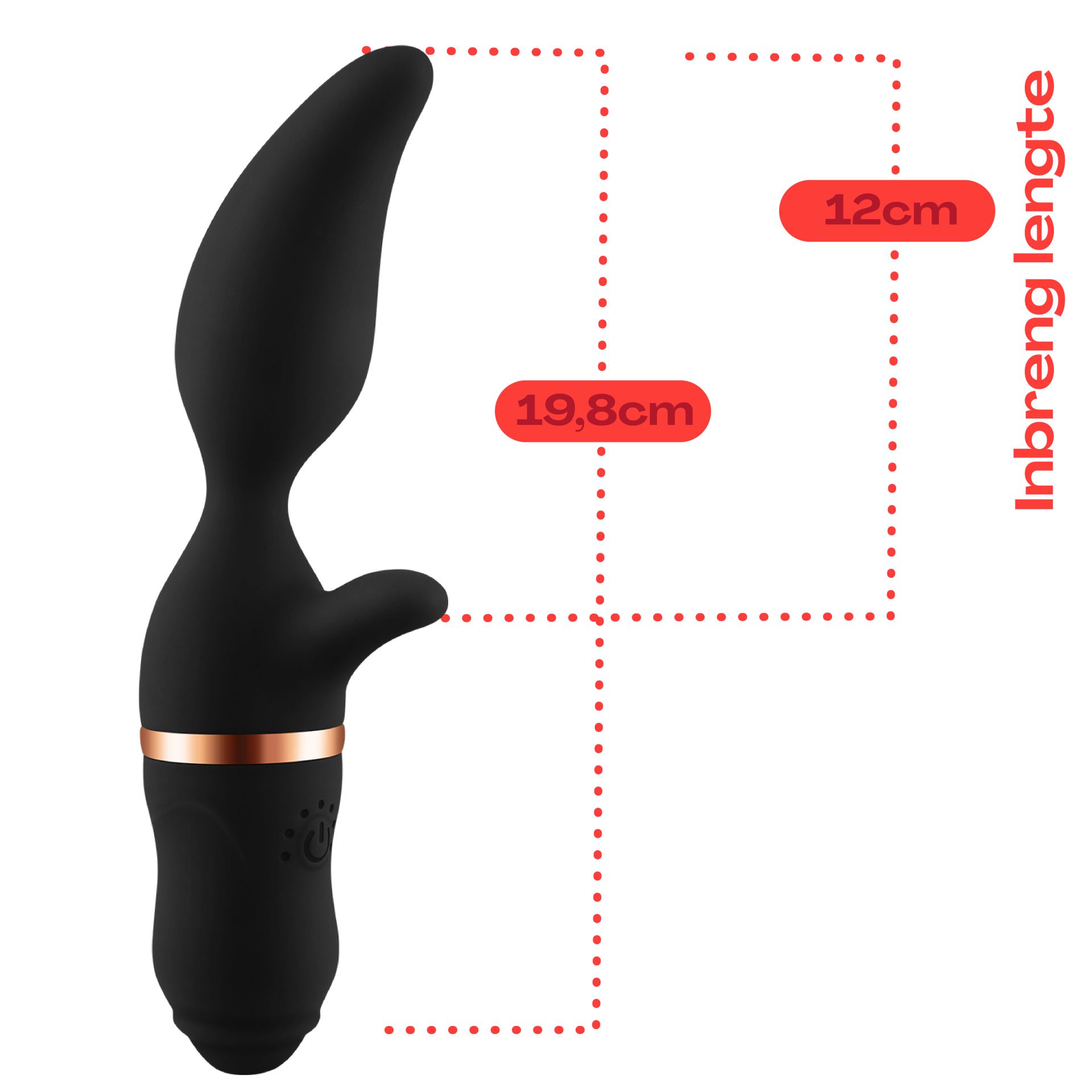 Zwart Tarzan vibrator mangovorm 19,8cm