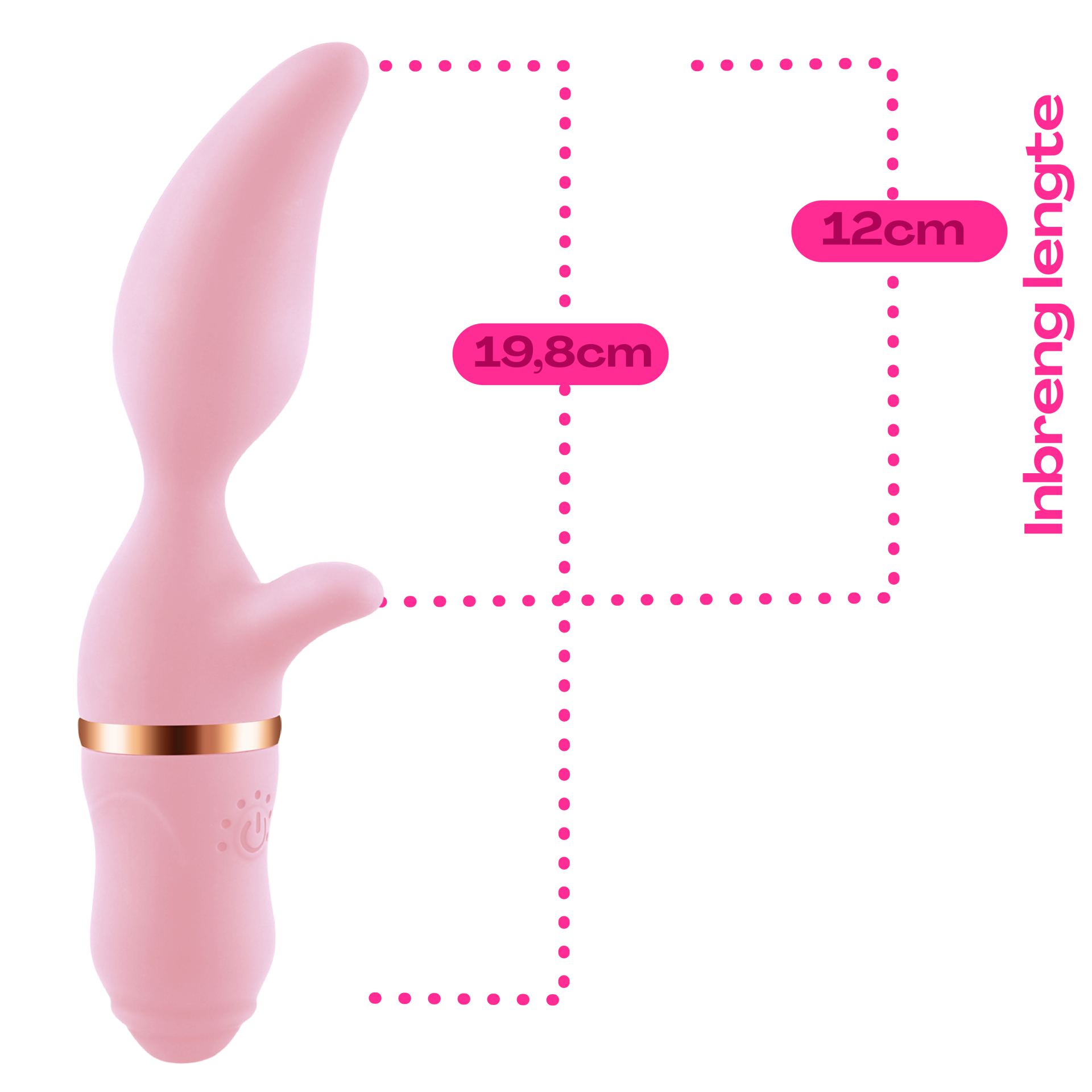Lichtroze Tarzan vibrator mangovorm 19,8cm