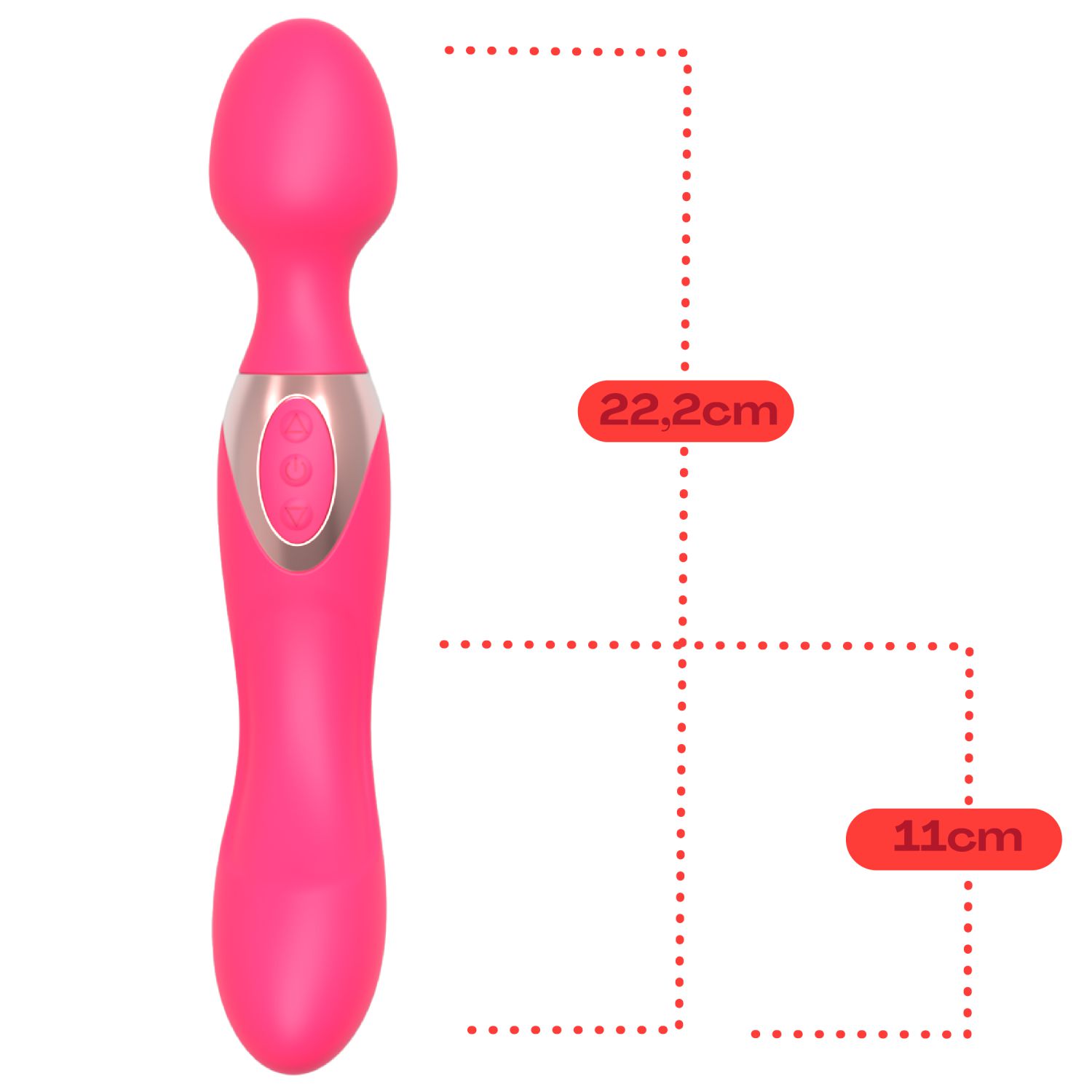 Wand vibrator met dildo 2in1 22,2cm roze kopen