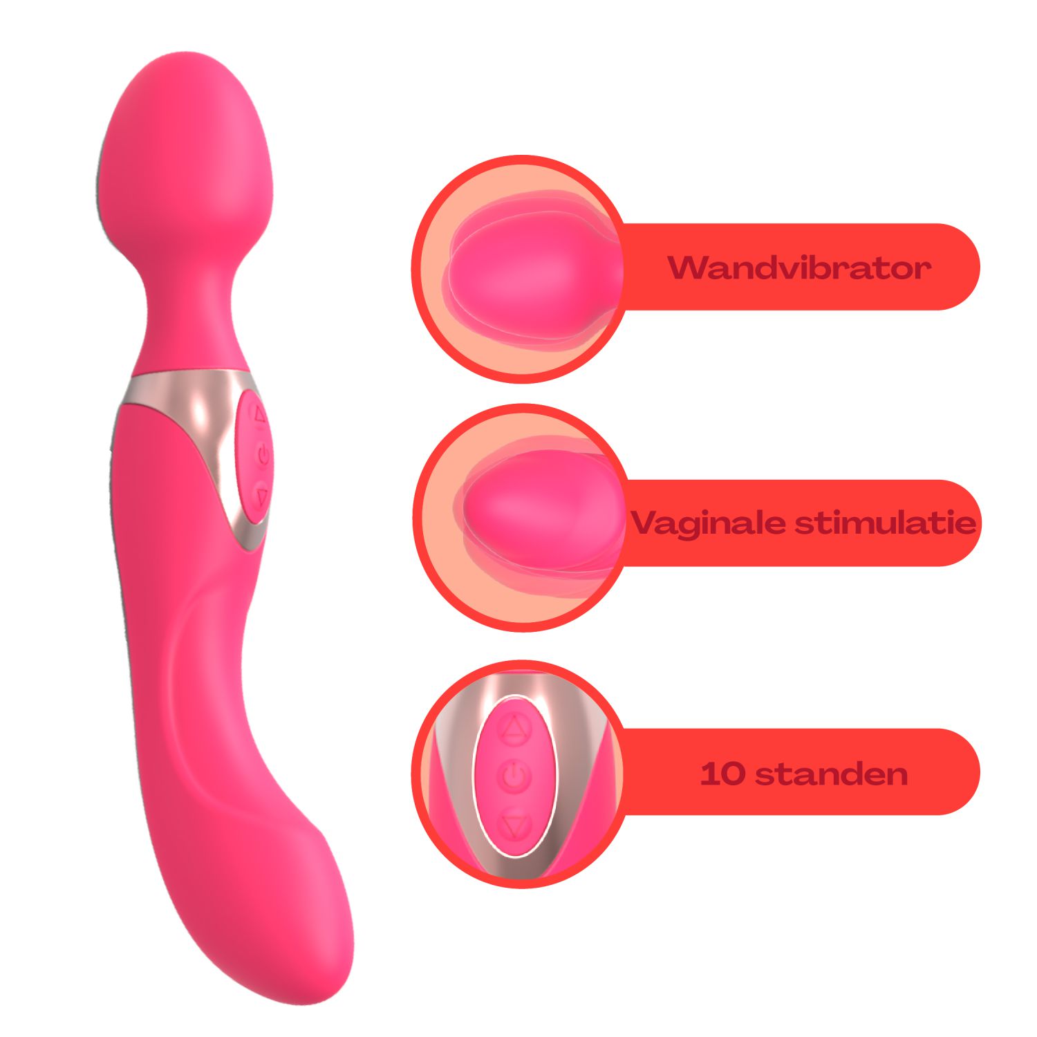 vibrator met dildo 2in1 22,2cm roze wand