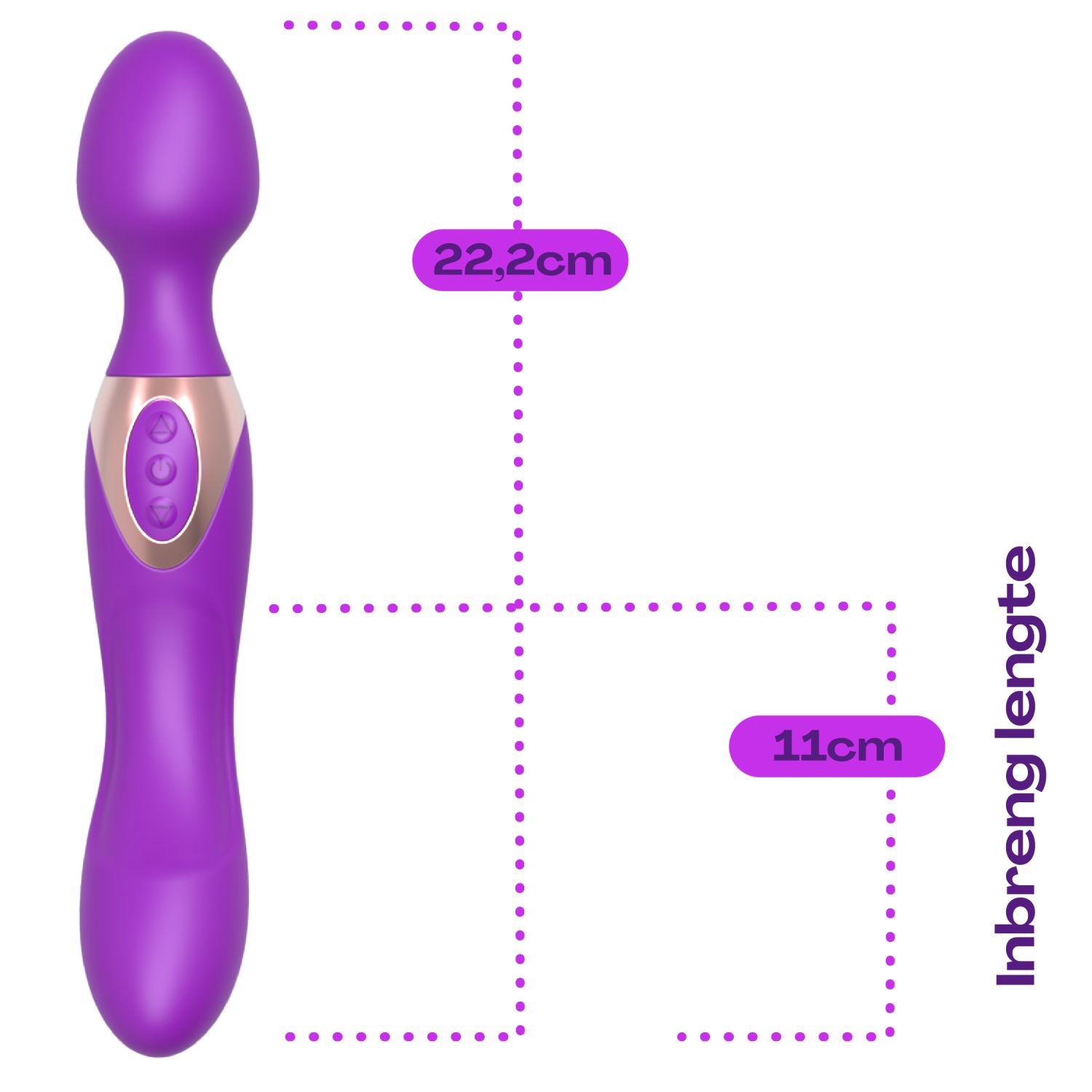 paars Wand vibrator met dildo 2in1 22,2cm
