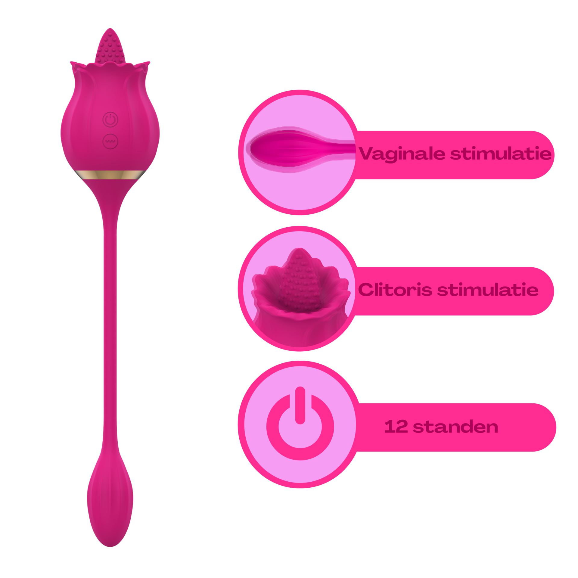 Tong vibrator roos roze met vibrerend ei
