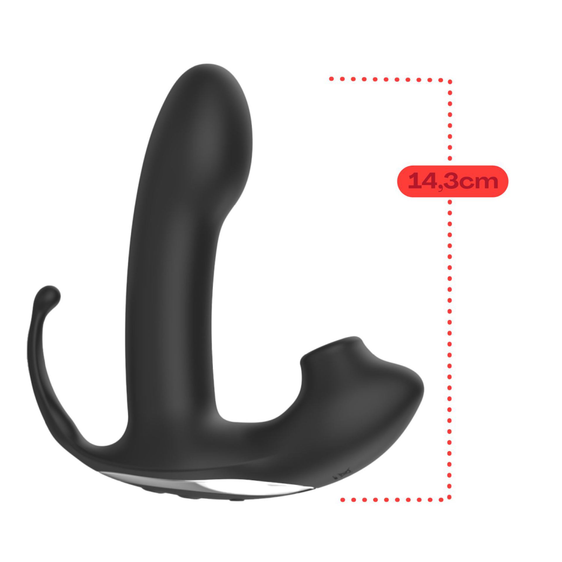 vibrator met dildo en butt plug zwart 3 in 1