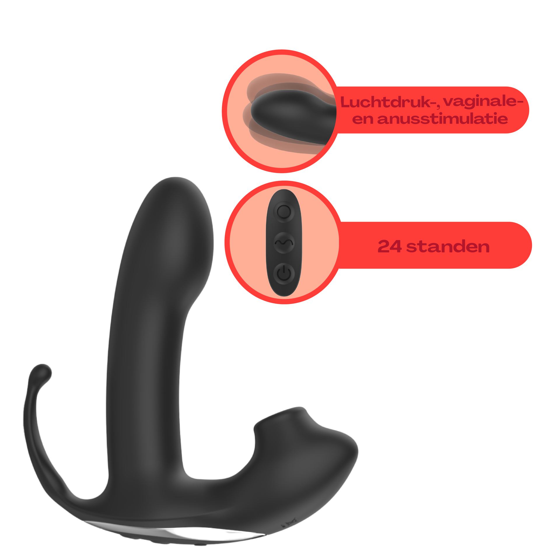 Vibrator buttplug dildo 3in1 zwart kopen