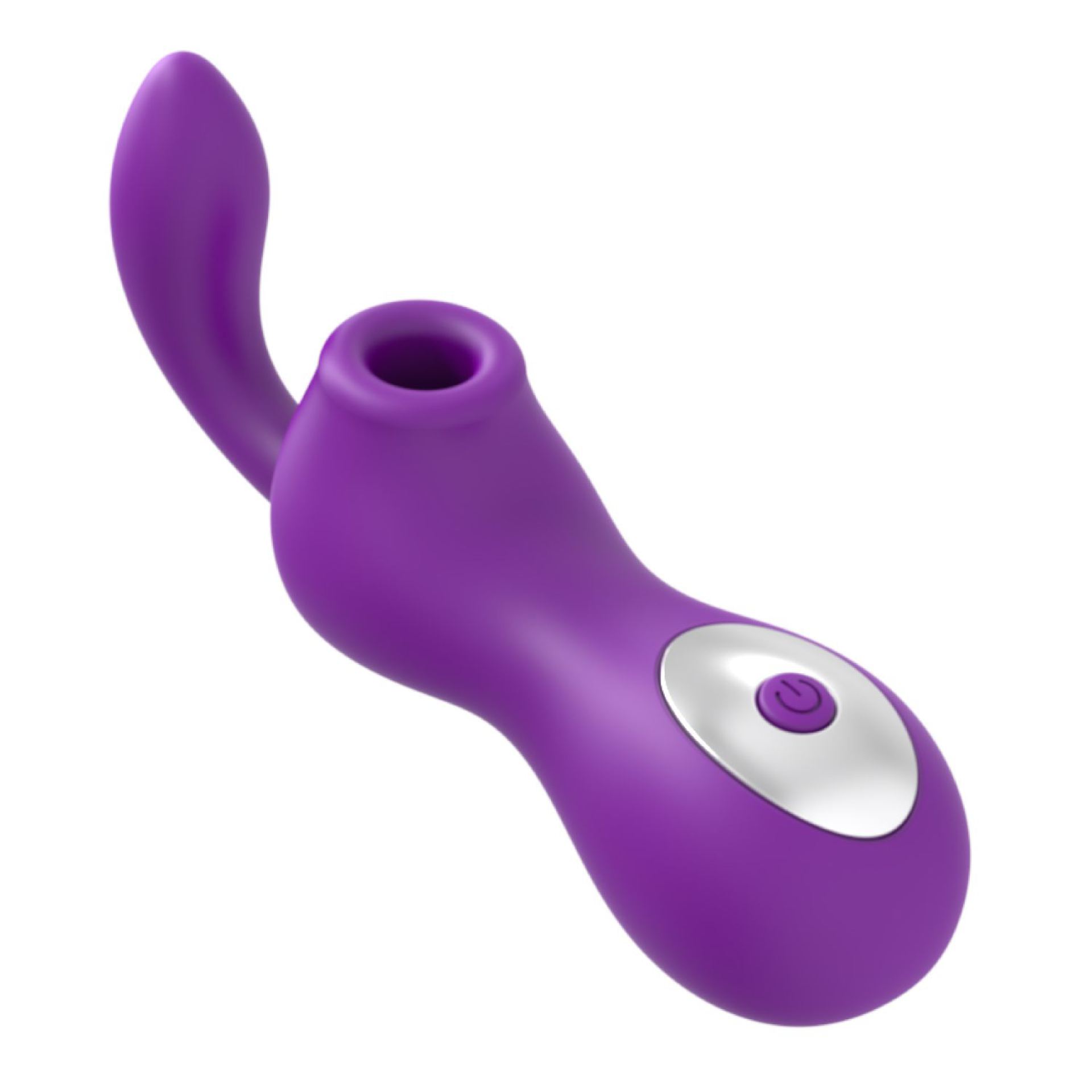 luchtdruk vibrator 12,8cm paars met dildo